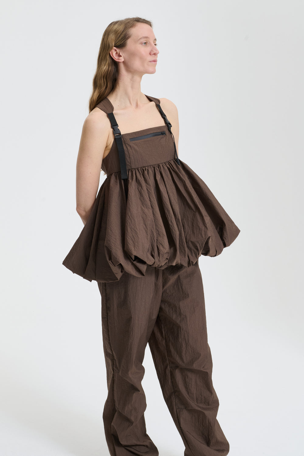 BEA | TOP RECYCLED TAFFETA BROWN