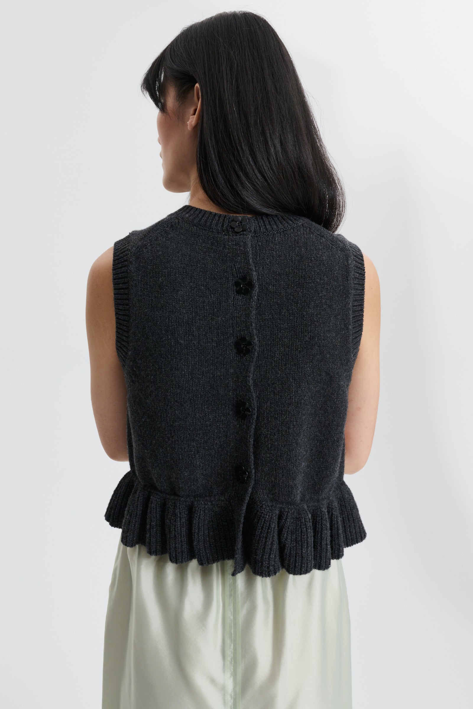 CBBILL | VEST RECYCLED CASHMERE CHARCOAL GREY