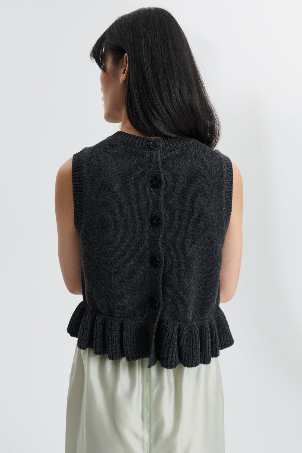 CBBILL | VEST RECYCLED CASHMERE CHARCOAL GREY
