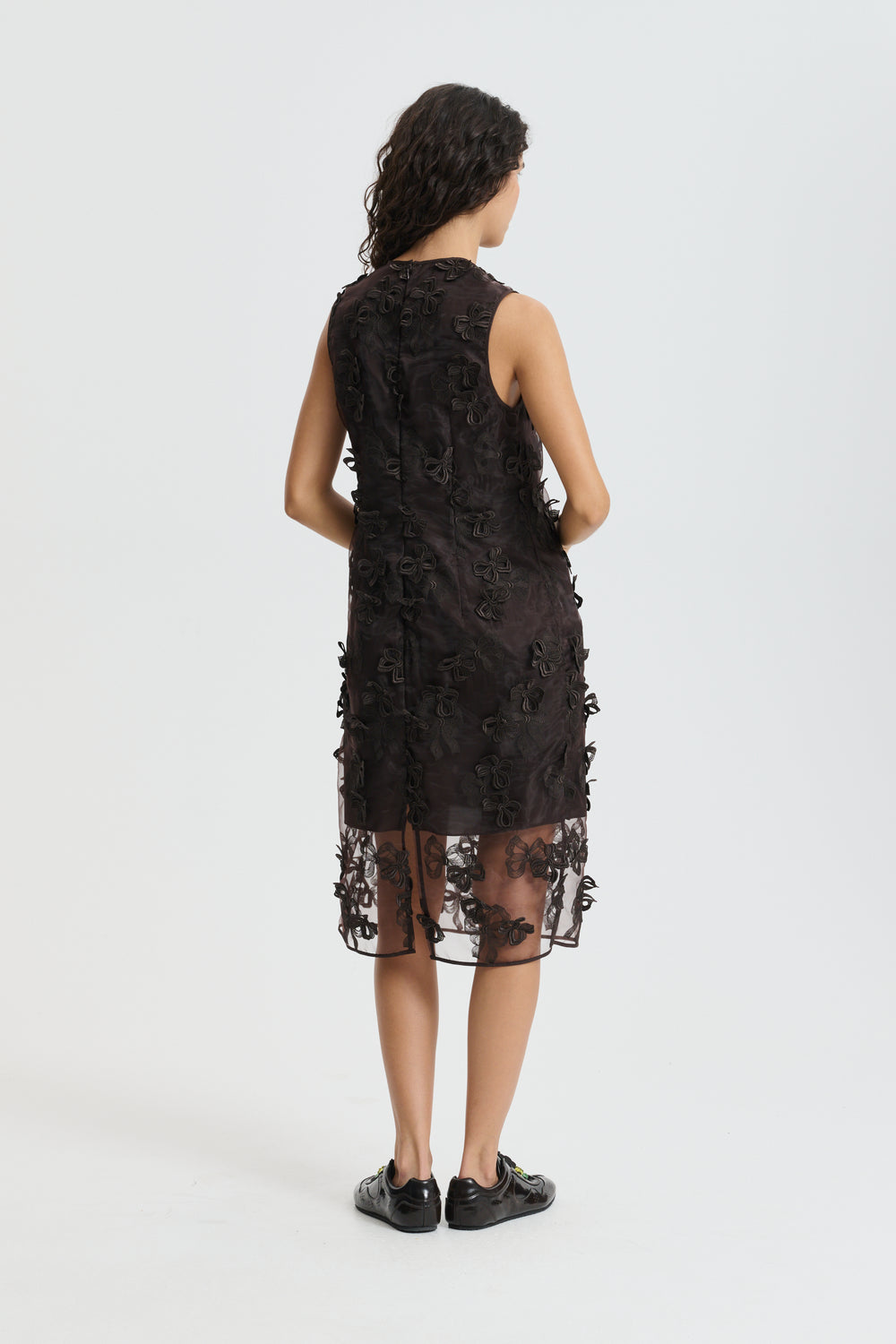 CBDEVIN | DRESS ROSETTE ORGANZA EMB BROWN
