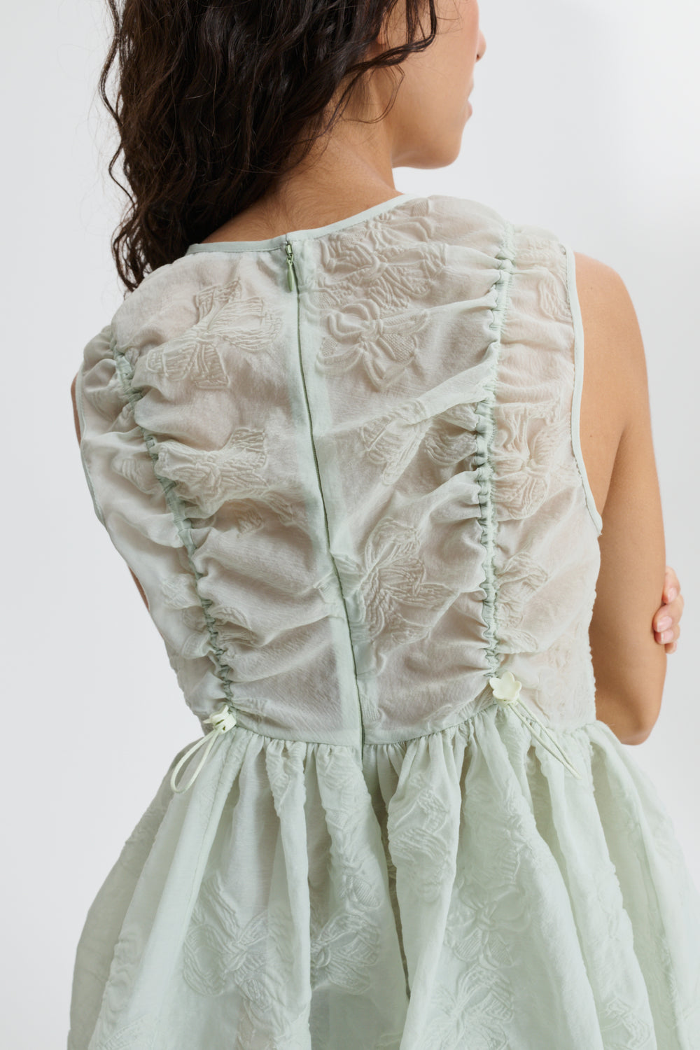 CBDUANA | DRESS PAPILLON MATELASSÉ PALE GREEN