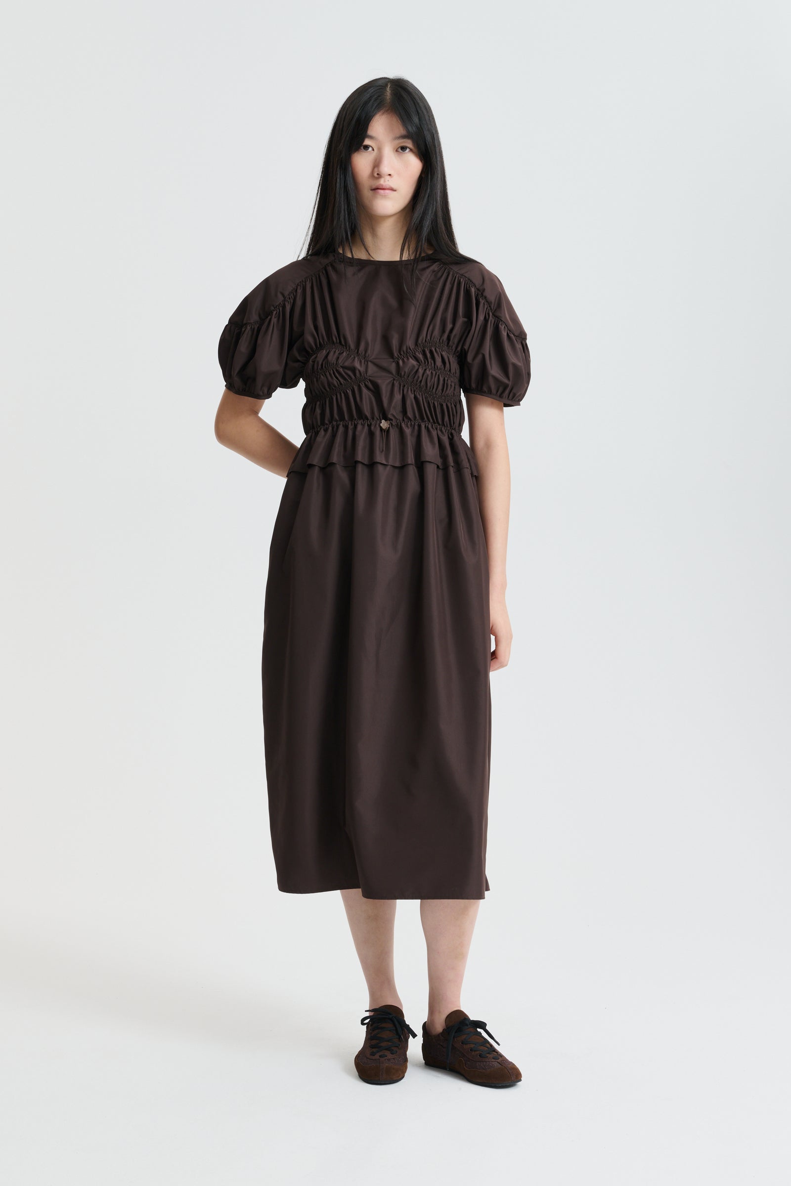 CBBETSY | DRESS RECYCLED FAILLE BROWN