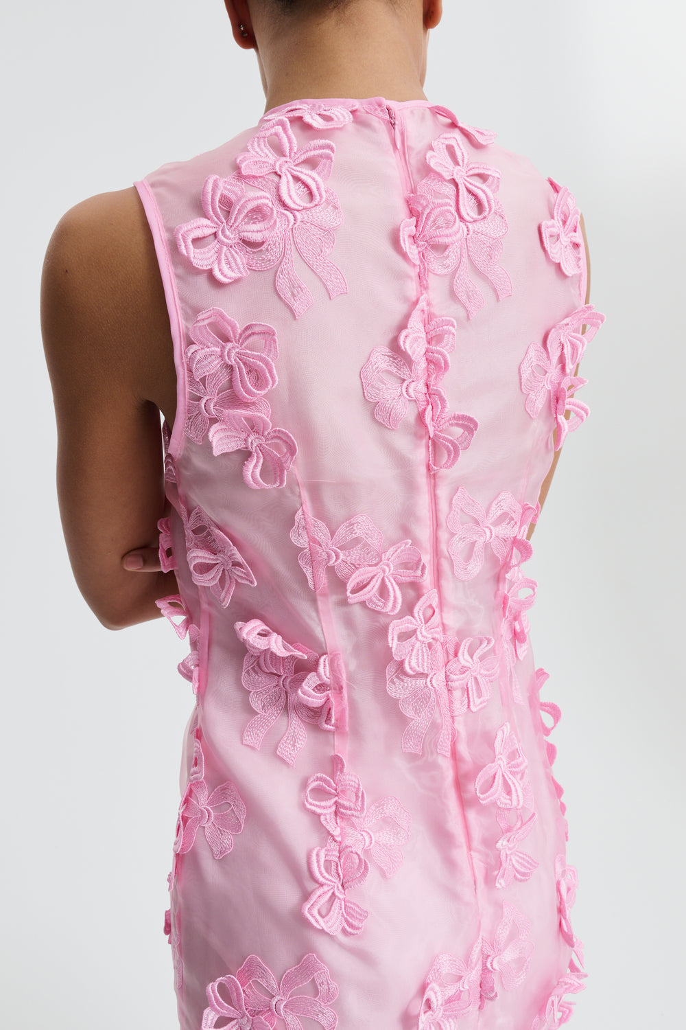CBDEVIN | DRESS ROSETTE ORGANZA EMB VIBRANT PINK