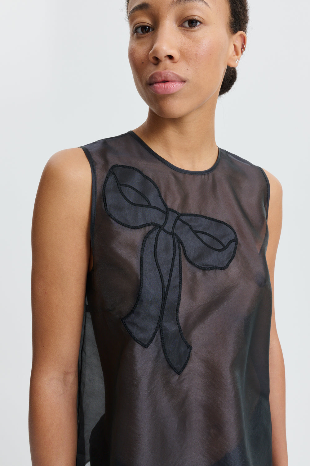 CBALBA | TOP HYBRID ORGANZA BLACK