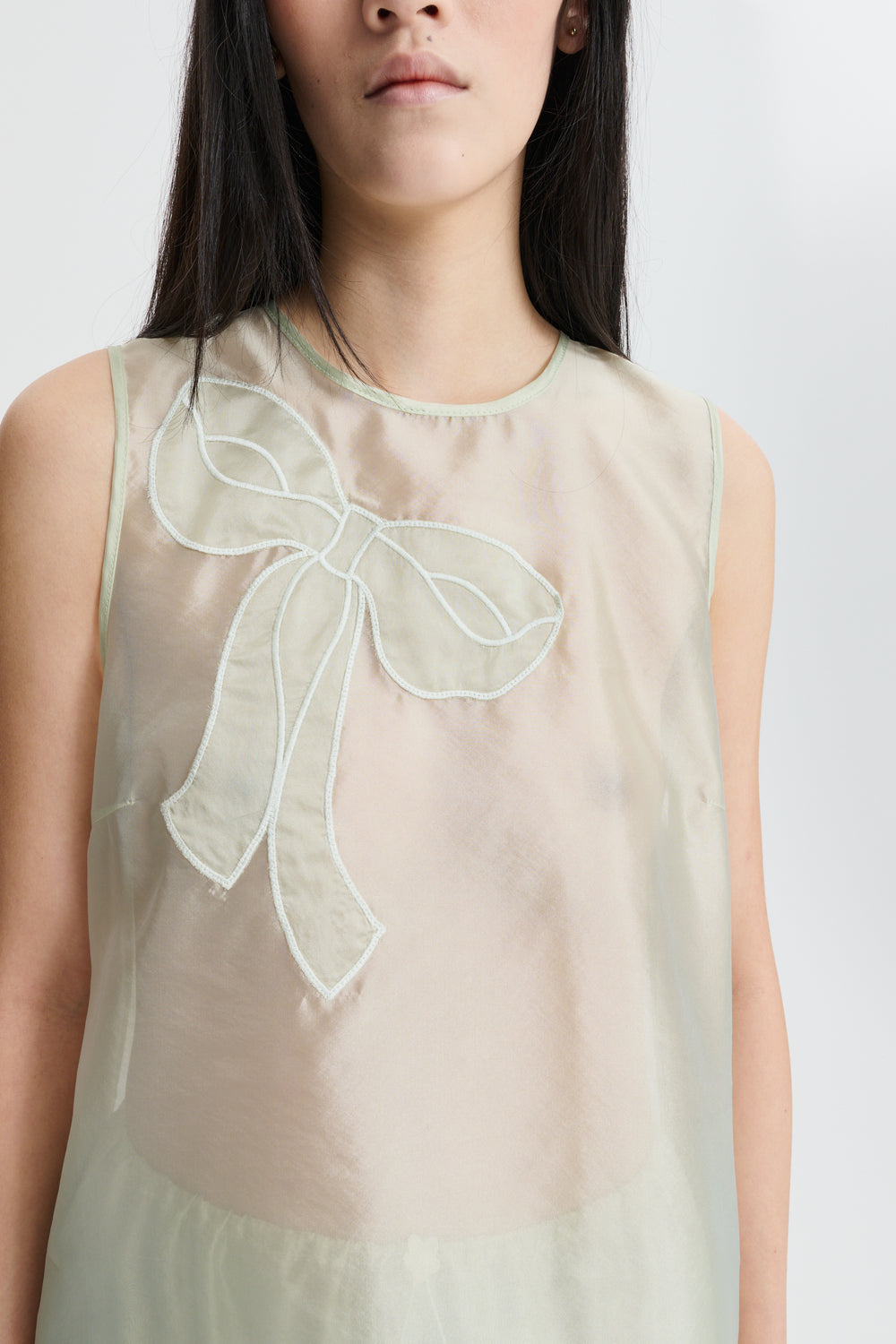 CBALBA | TOP HYBRID ORGANZA PALE GREEN