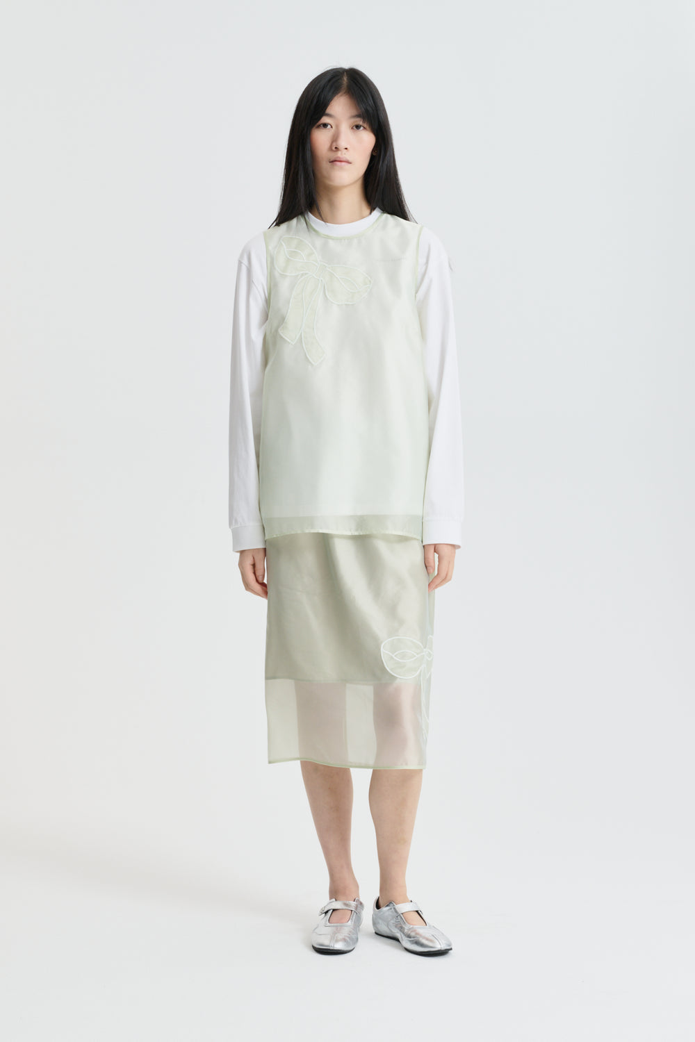 CBALBA | TOP HYBRID ORGANZA PALE GREEN