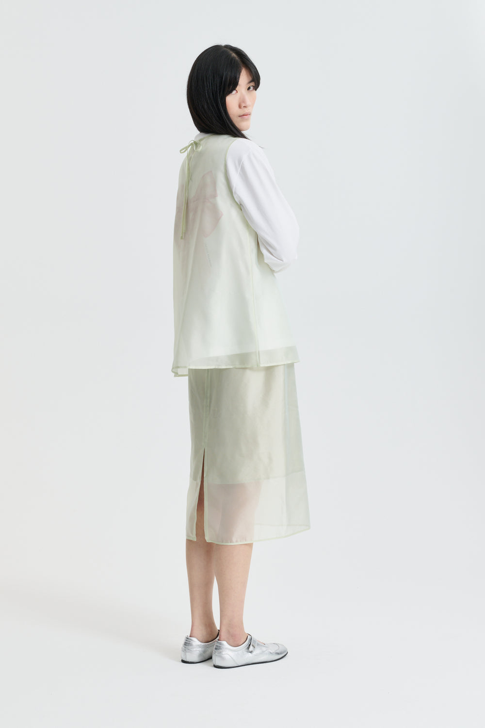 CBALBA | TOP HYBRID ORGANZA PALE GREEN