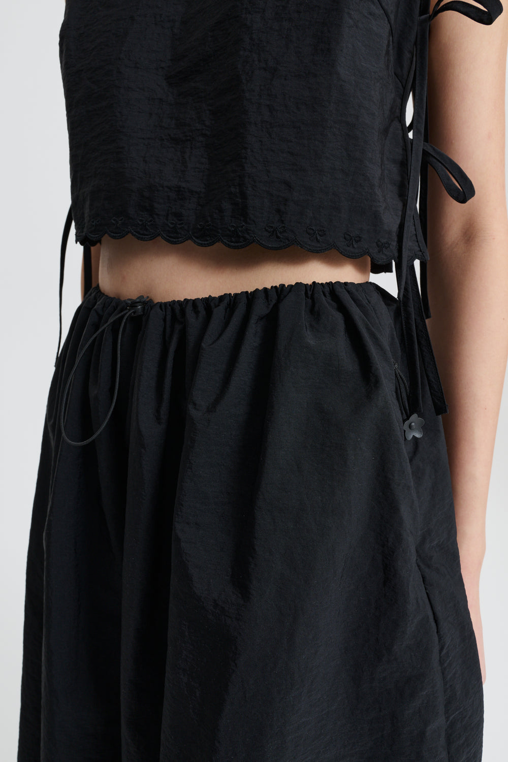 CBFEEBA | TOP EMBROIDERED TAFFETA BLACK
