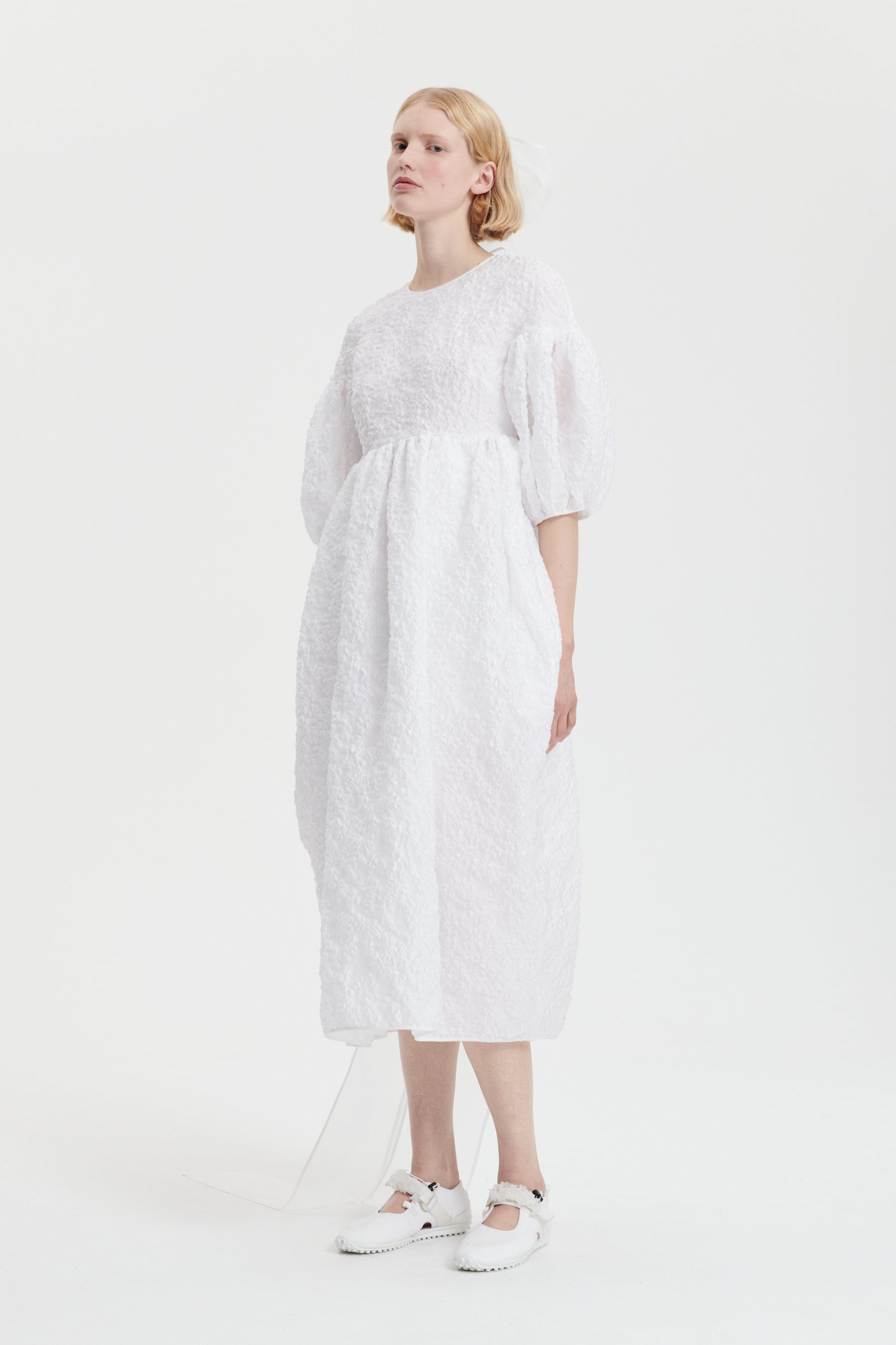 JEANNE | DRESS GRASMERE MATELASSE WHITE BRIDAL