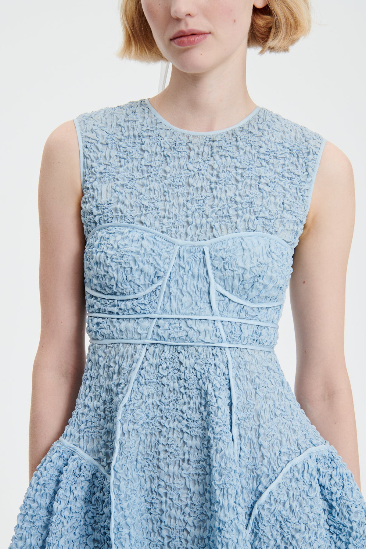 cecilie bahnsen blue dress Cecilie Bahnsen Sofie Dress in Kaze Matelass Light Blue