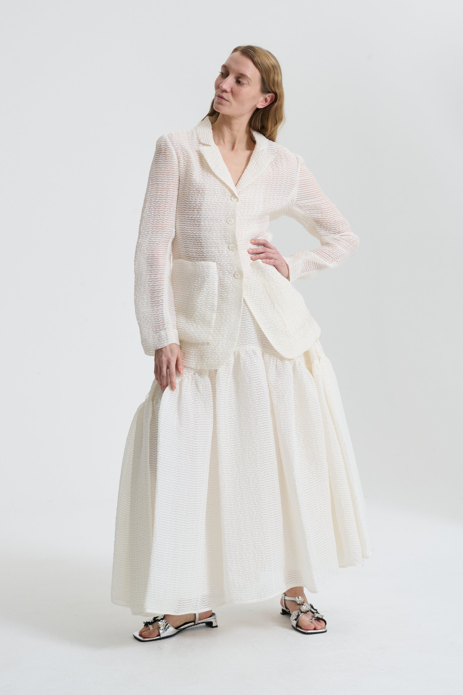 Cecilie Bahnsen / セシリーバンセン | UBERTA LONG SLEEVE PULLOVER プルオーバーニット | ホワイト | レディース UBERTA LONG SLEEVE PULLOVER プルオーバーニット | ブランド古着の