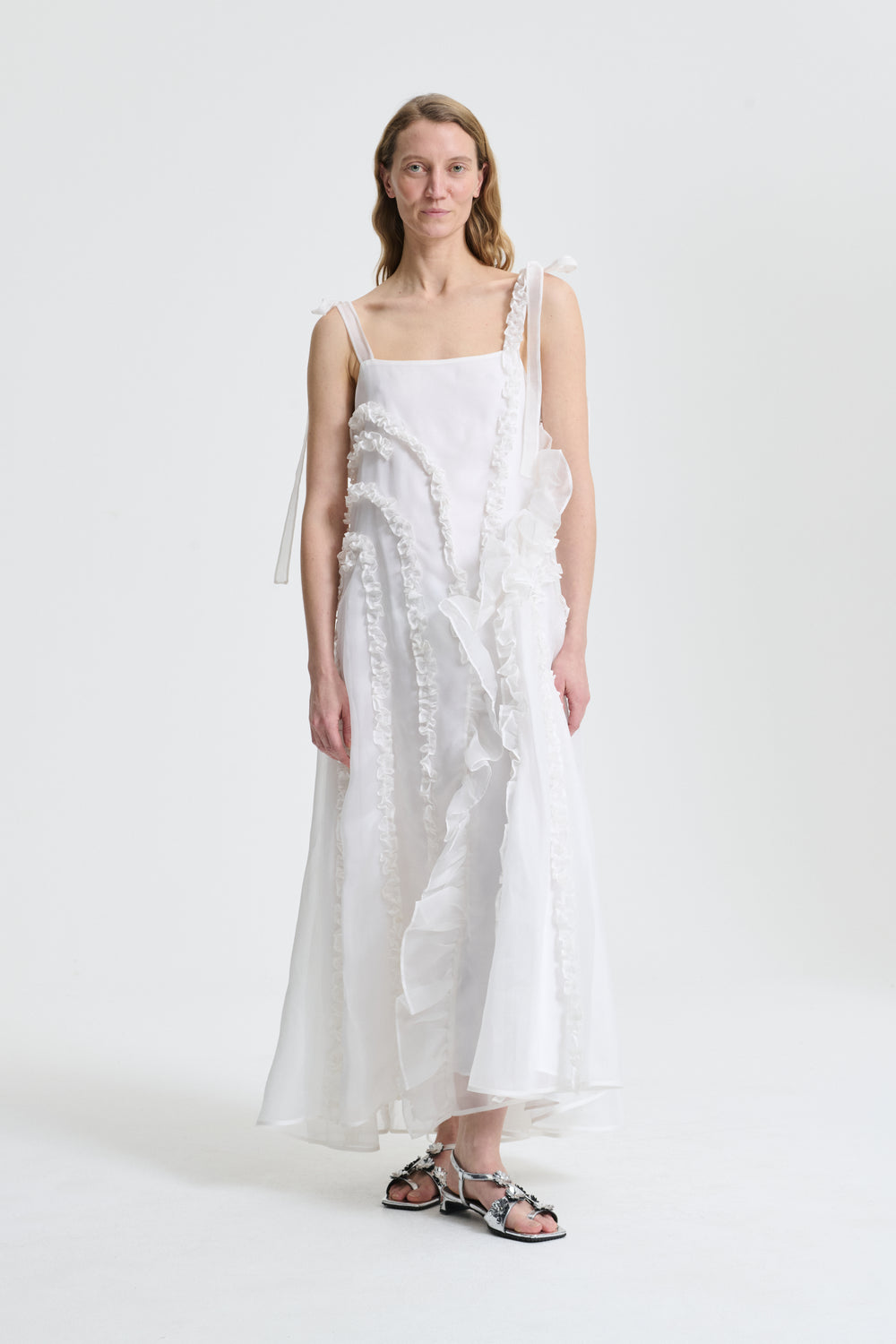 Cecilie Bahnsen White Dress - Fw24 - Otis | Dress Satin Organza White