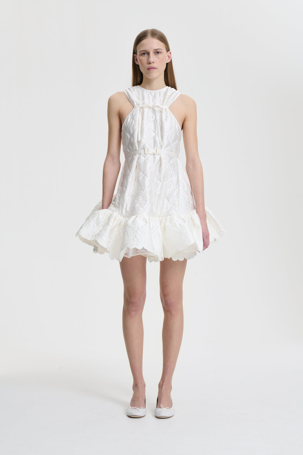 BOSCO | DRESS EMB. QUILTED SILK WHITE BRIDAL