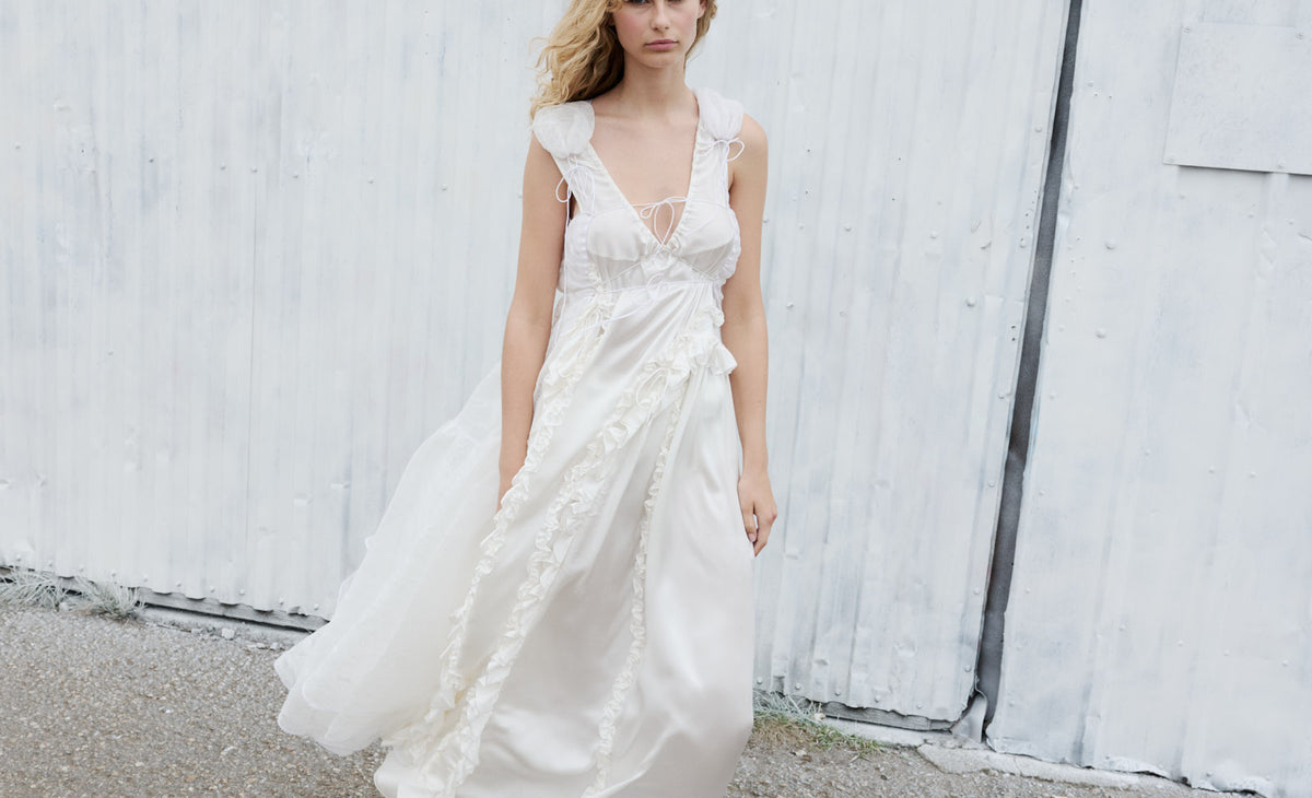 OPAL | DRESS SILK SATIN WHITE - LOOK 11 Cecilie Bahnsen OPAL | DRESS SILK SATIN WHITE - LOOK 11 Cecilie Bahnsen