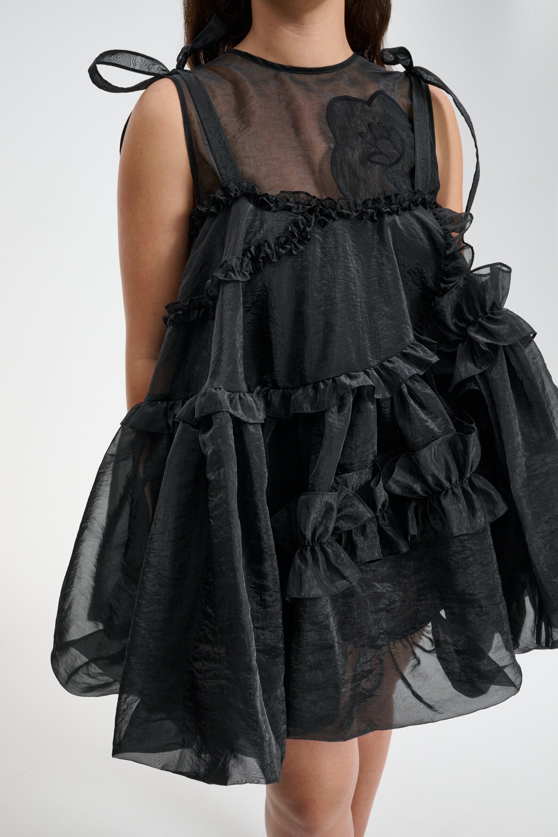 【Cecilie Bahnsen】CRISTINA DRESS CRISTINA | DRESS SATIN ORGANZA BLACK
