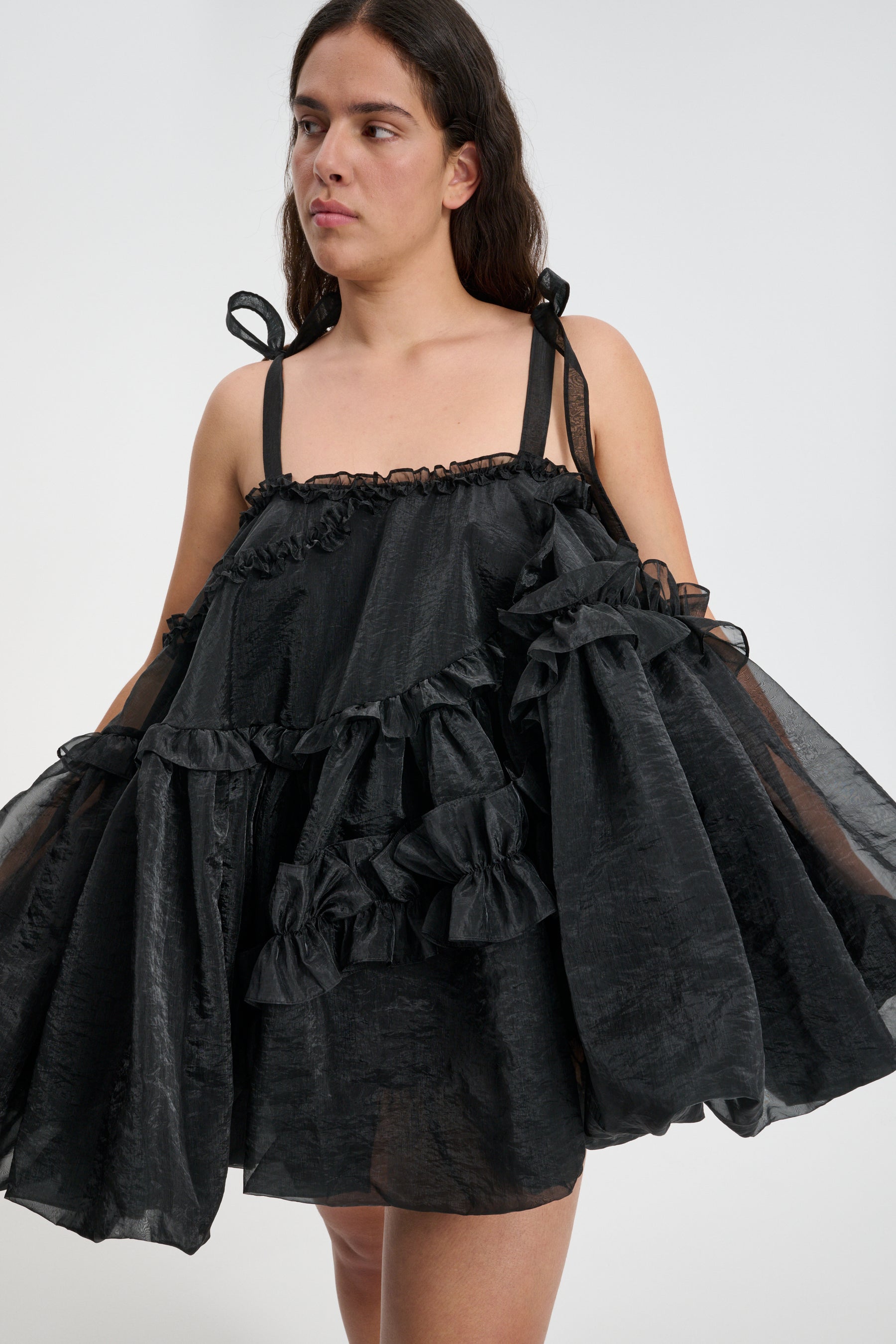 【Cecilie Bahnsen】CRISTINA DRESS CRISTINA | DRESS SATIN ORGANZA BLACK