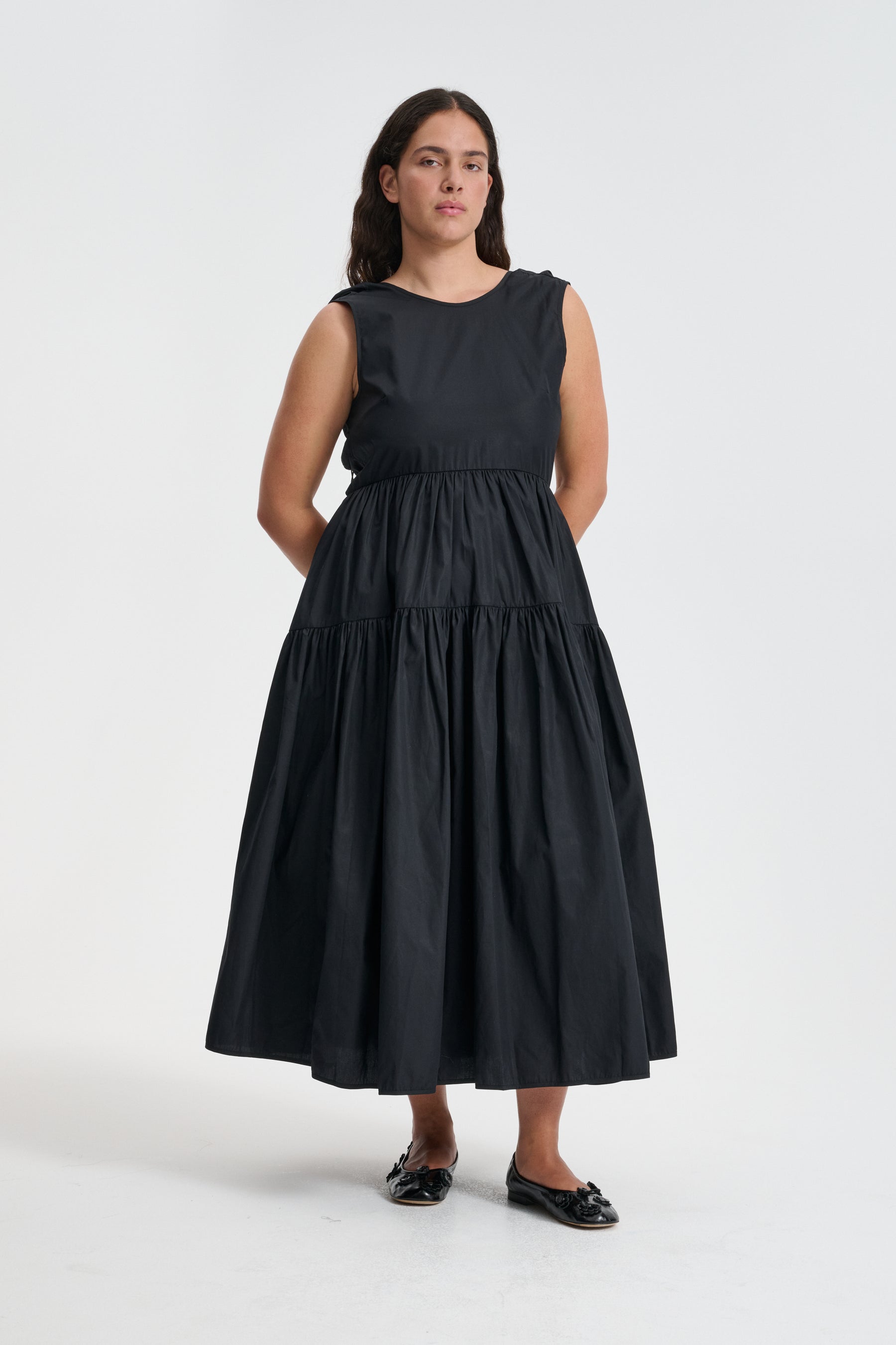 RUTH GOWN COTTON BLACK - Main Image