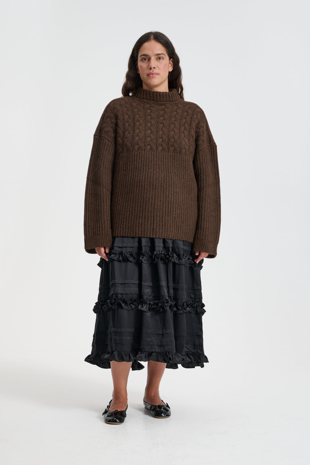 BELINDA | JUMPER CABLE KNIT BROWN