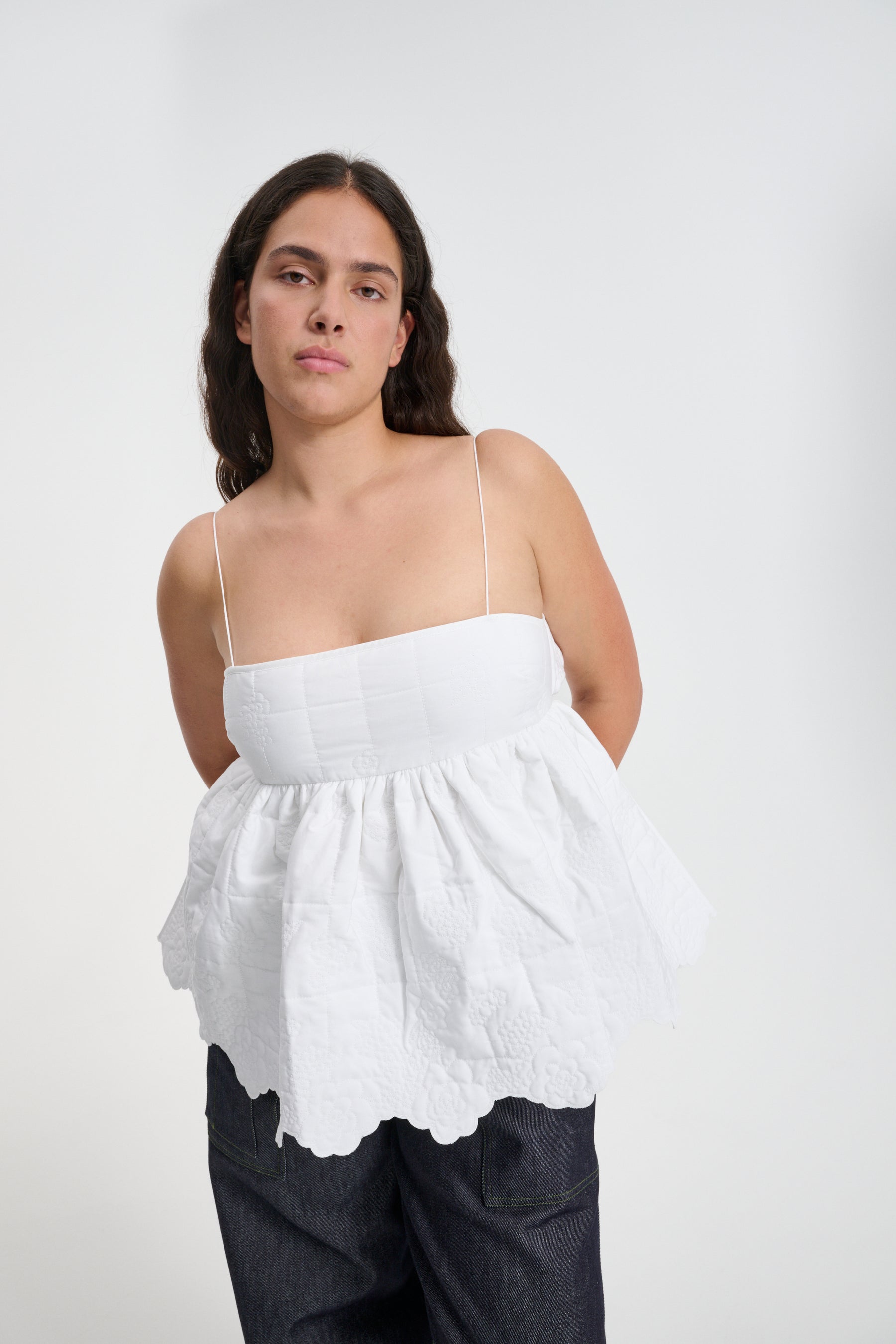 cecilie bahnsen selenaトップス UK10 ＊最終値下げ SELENA | TOP BLOSSOM MATELASSÉ WHITE