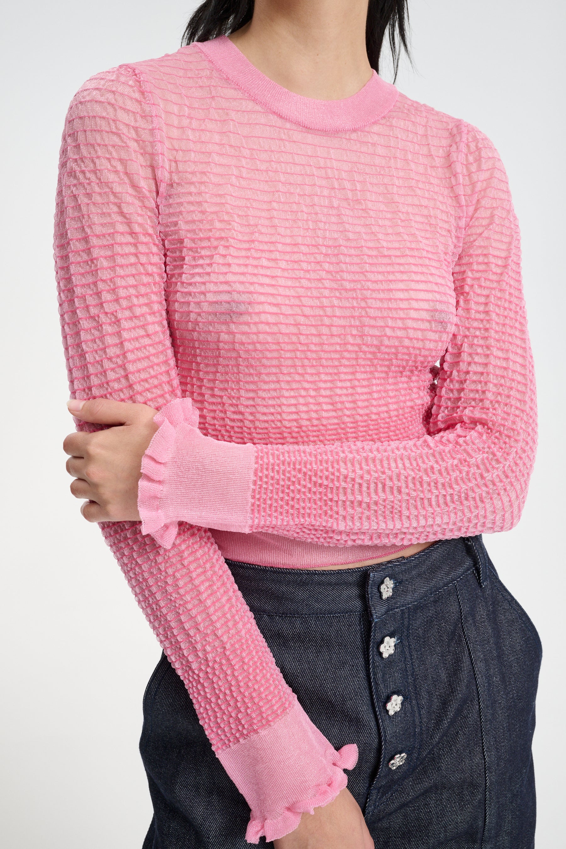 ANDMARY Rosie flower knit tops ピンク ANDMARY】Rosie flower knit tops
