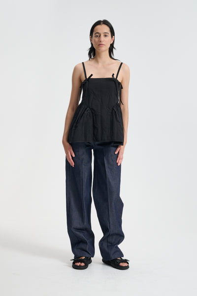 AKIRA | TOP FLORA MATELASSÉ BLACK – Cecilie Bahnsen