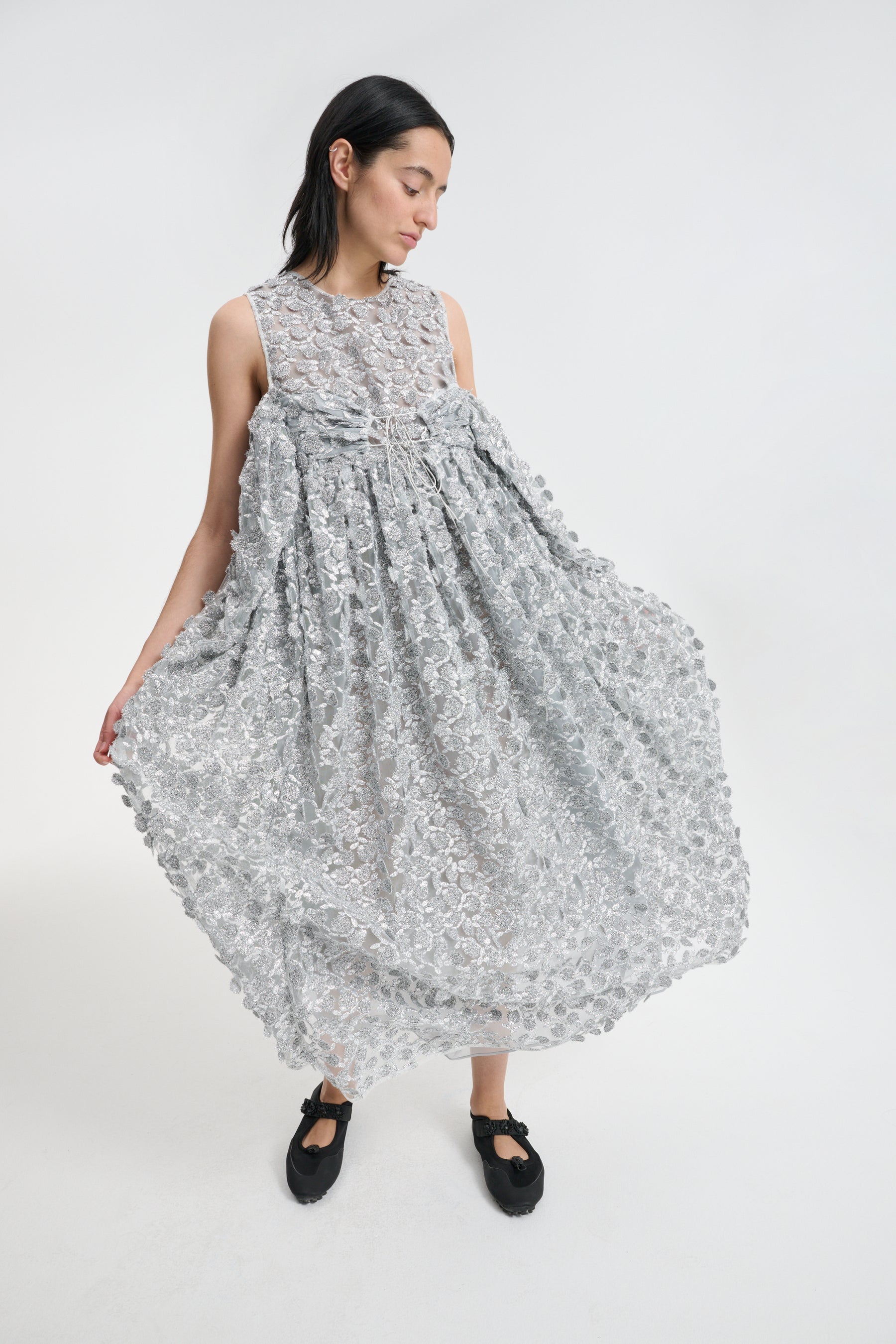 FILIPPA | DRESS CASSIOP… TULLE APPLIQUE SILVER