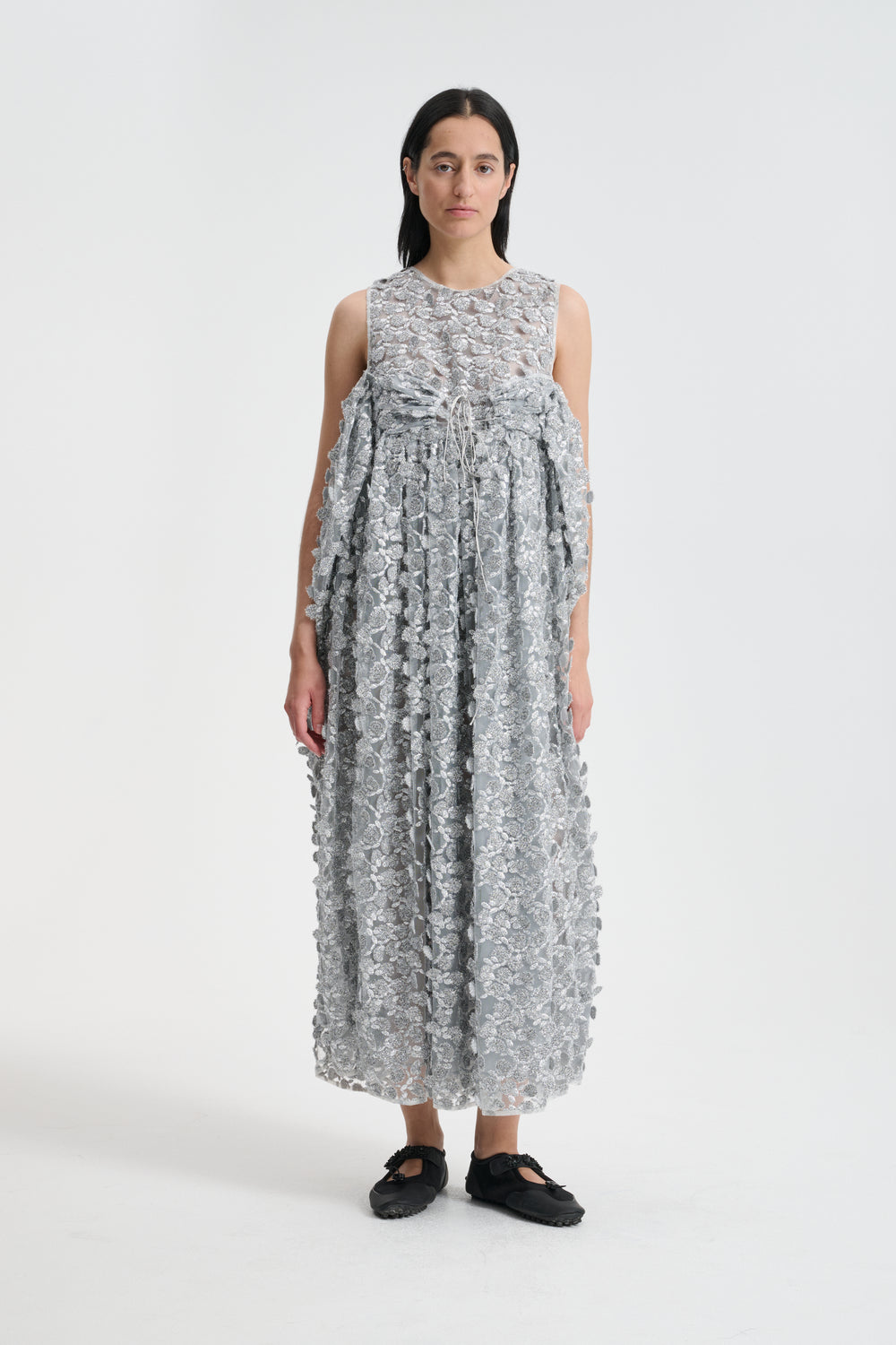 FILIPPA | DRESS CASSIOPÉ TULLE APPLIQUE SILVER