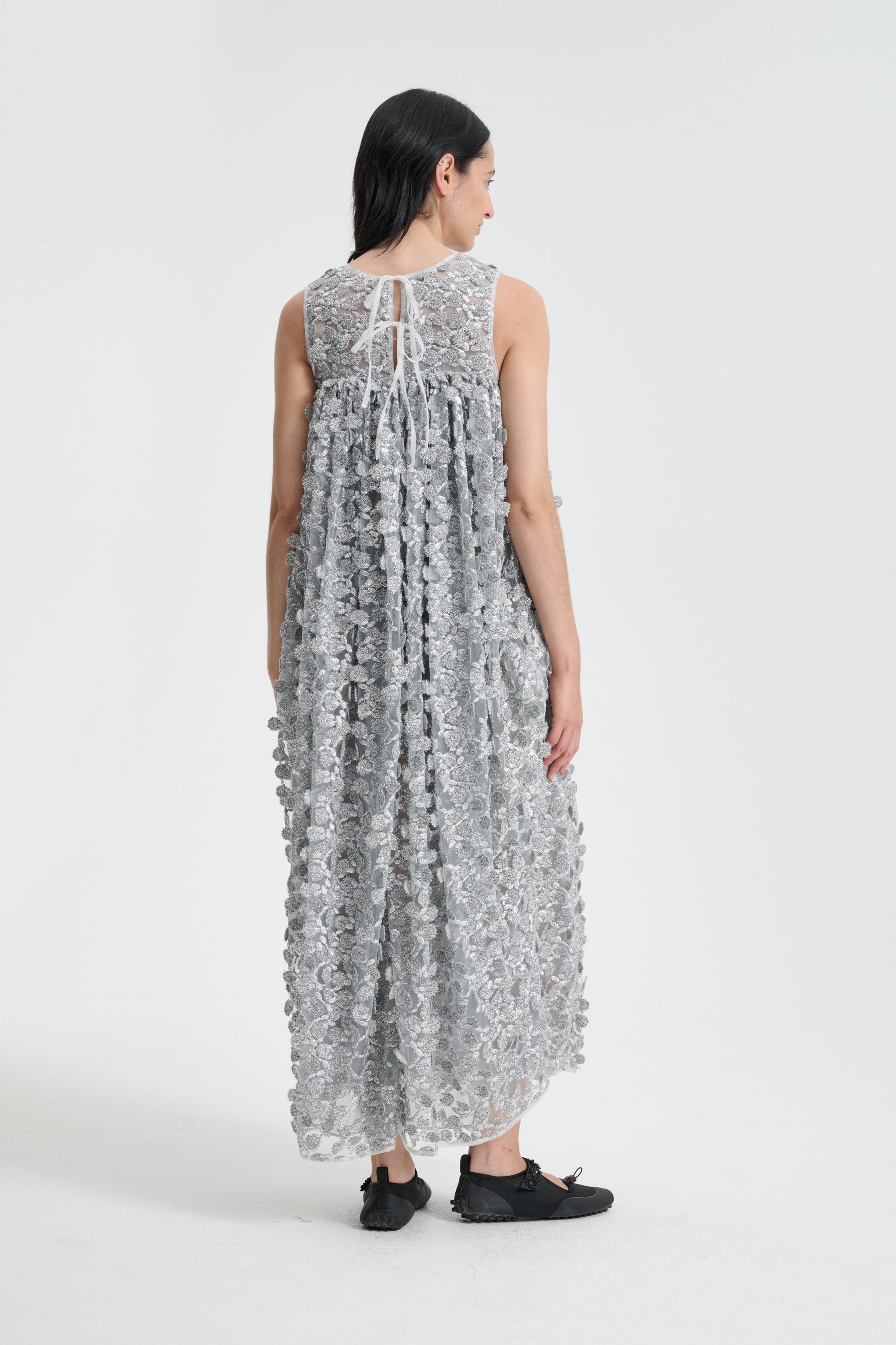 FILIPPA | DRESS CASSIOP… TULLE APPLIQUE SILVER