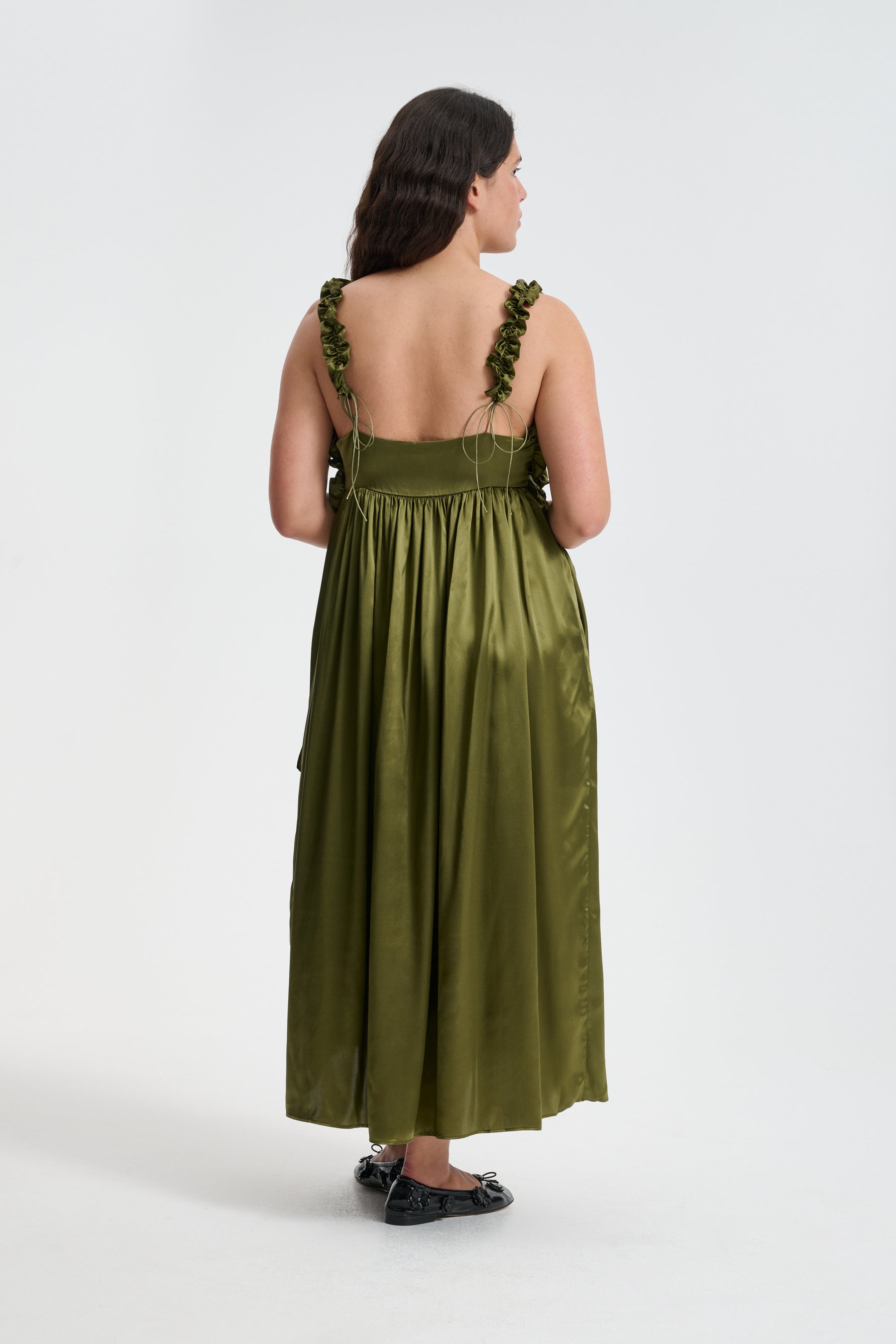 GIOVANNA | DRESS SILK SATIN OLIVE