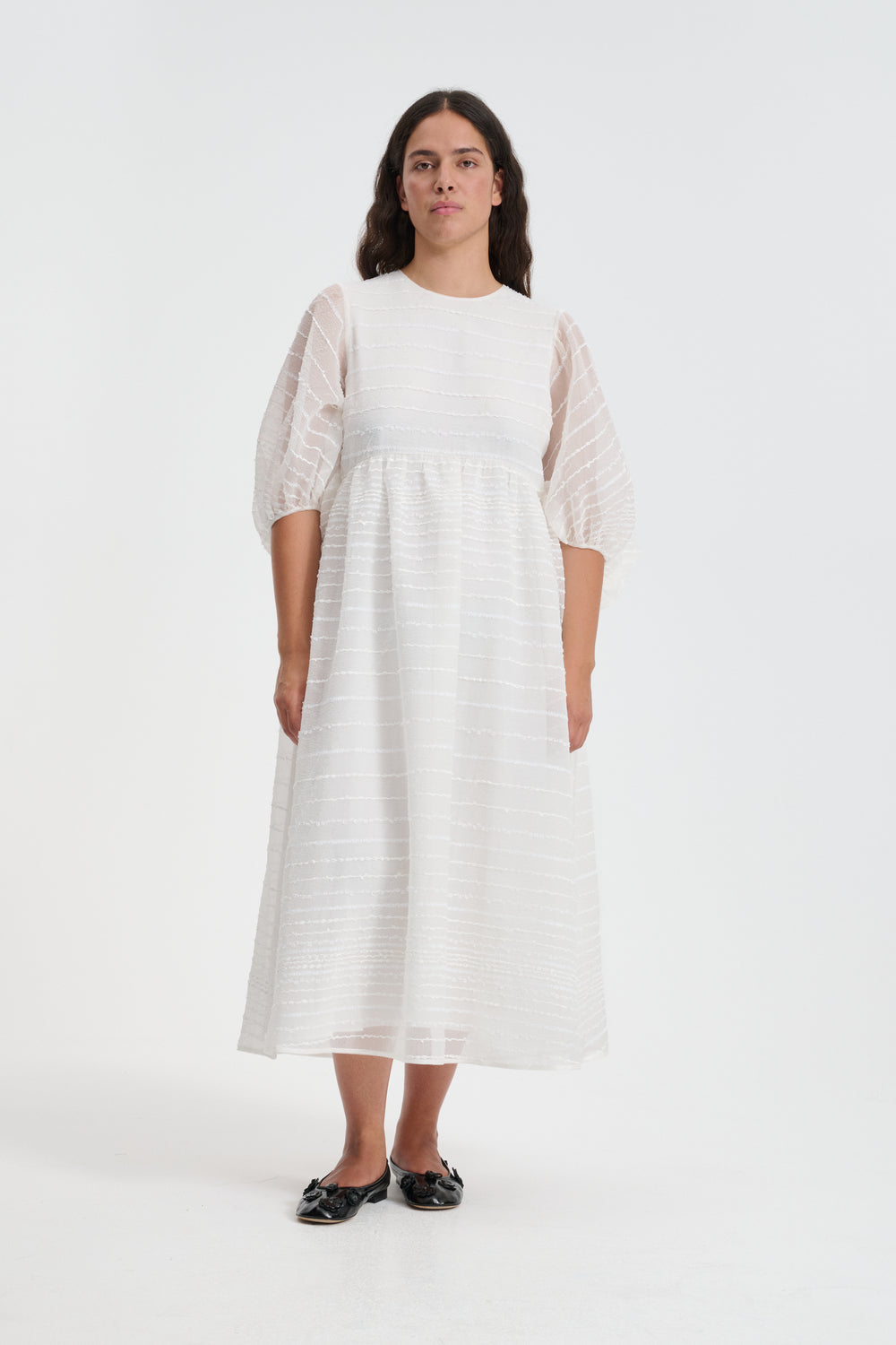 KARMEN | DRESS MAQUIS JACQUARD ECRU
