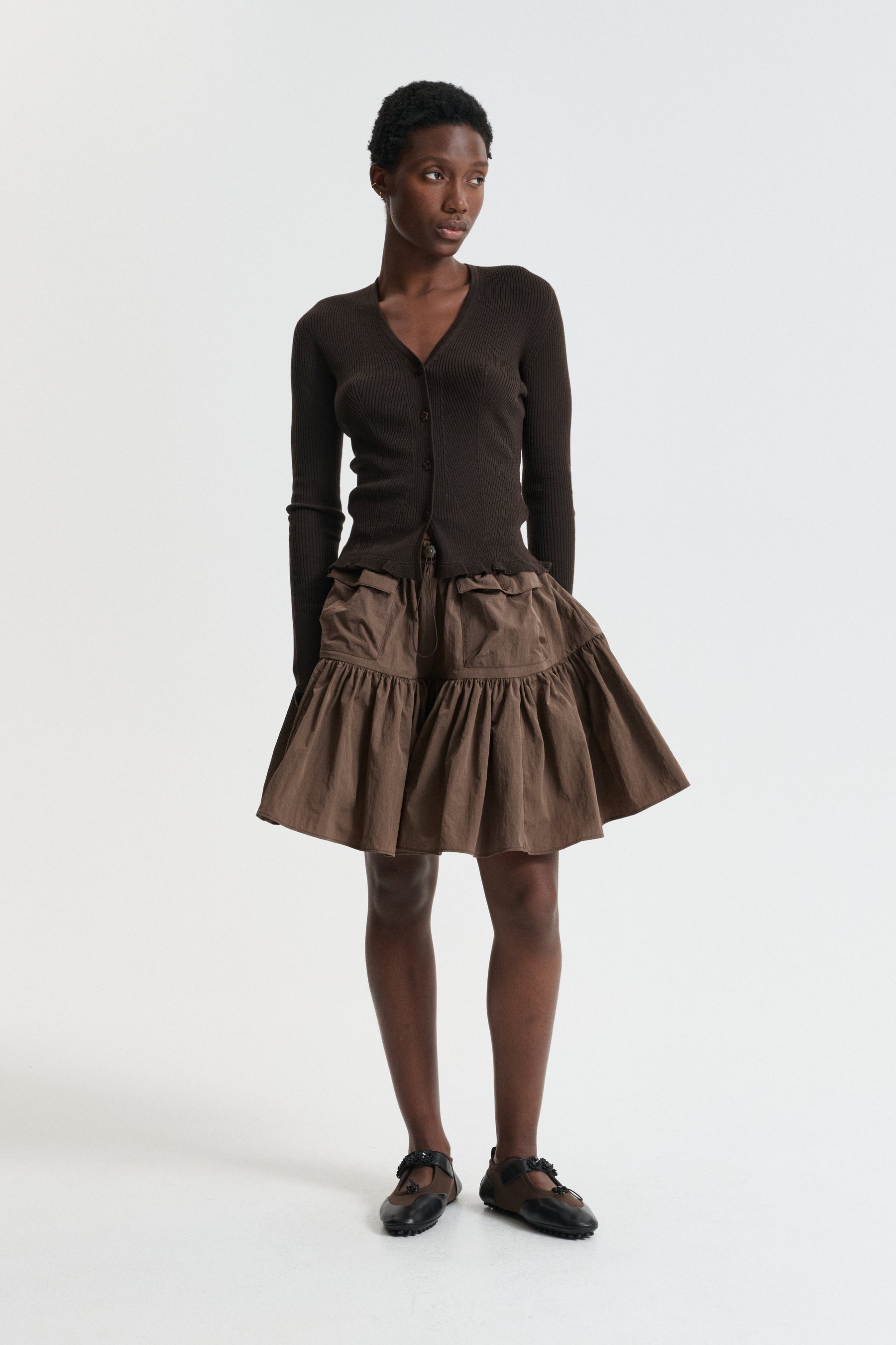 BLAIR | SKIRT RECYCLED TAFFETA BROWN