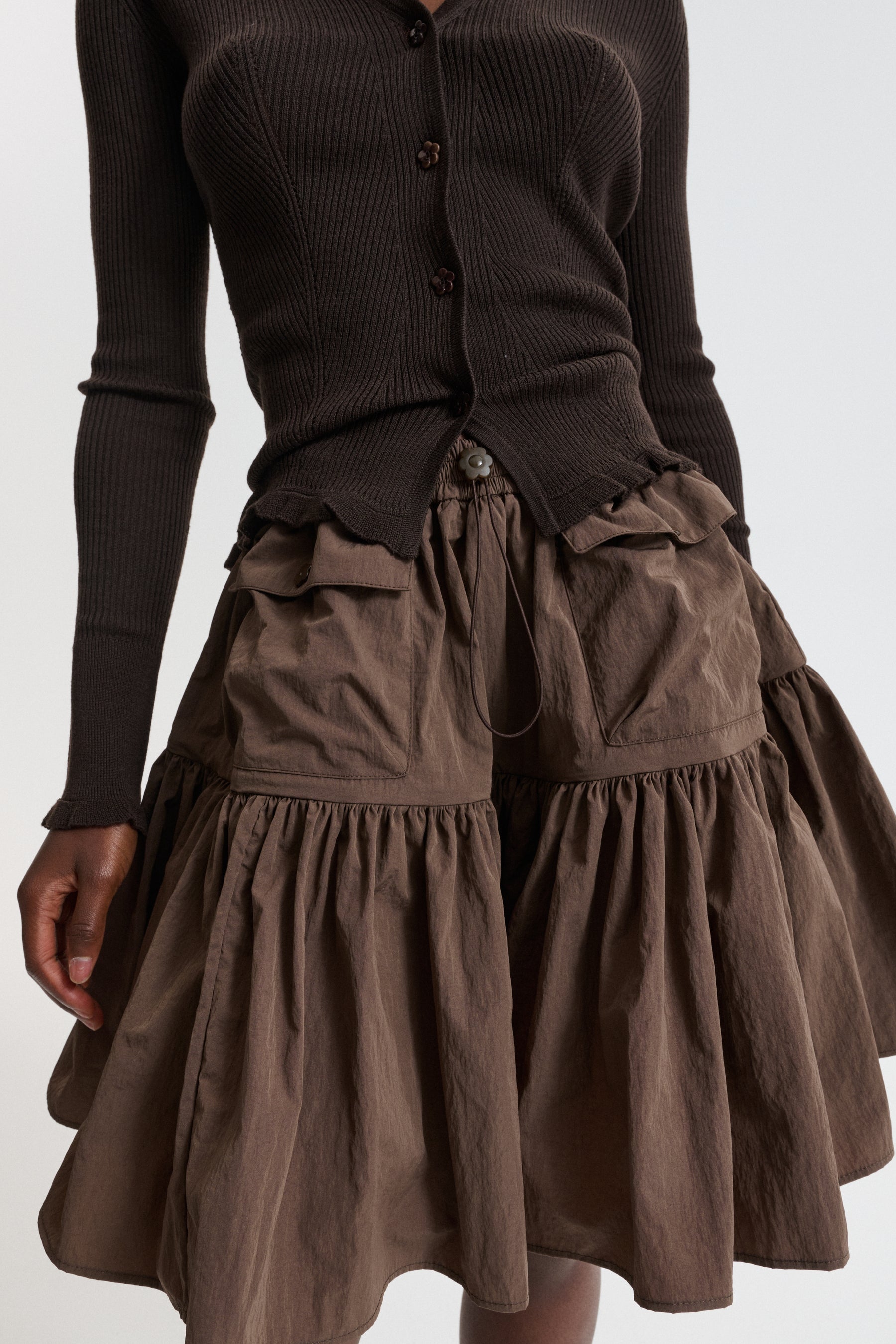 BLAIR | SKIRT RECYCLED TAFFETA BROWN