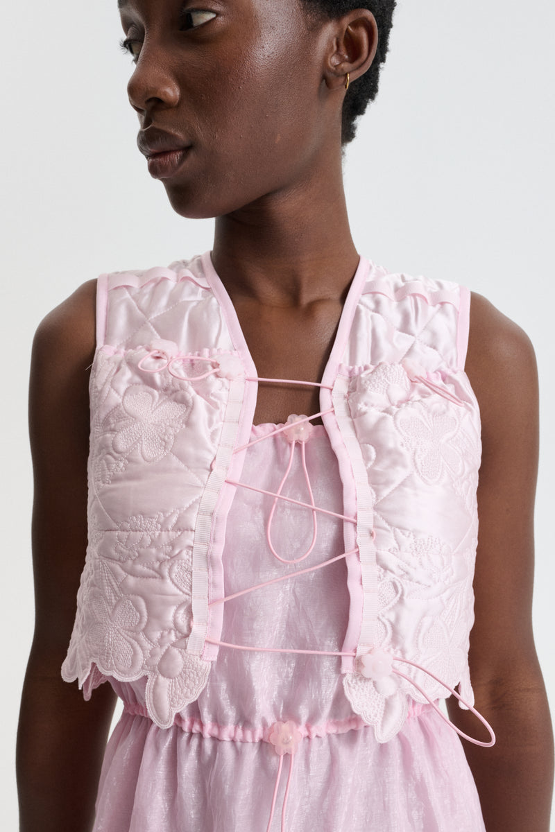 BRENO | VEST EMB SILK QUILT SOFT PINK