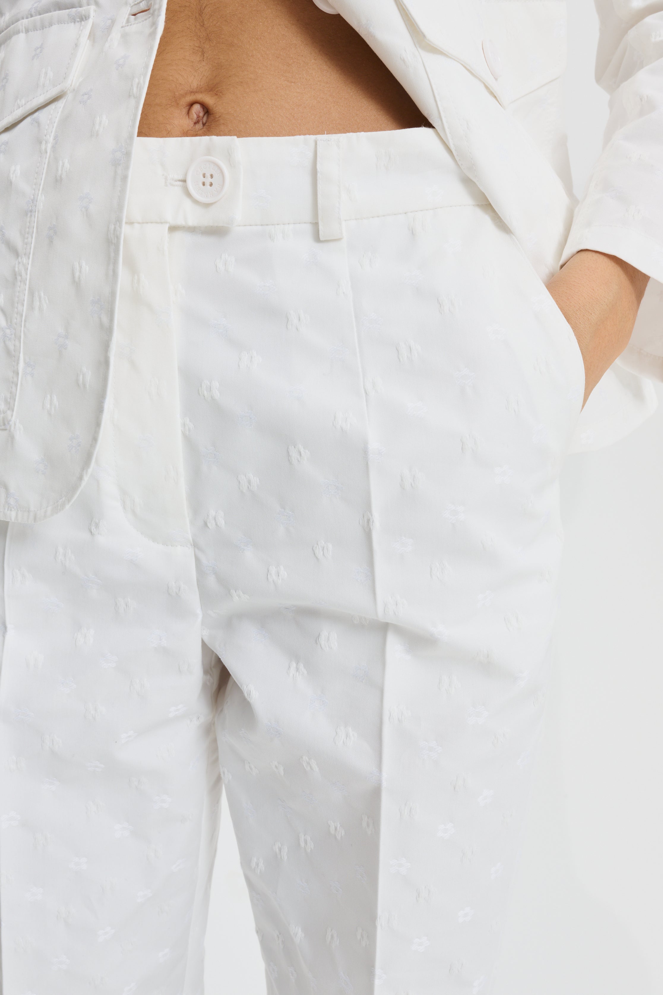 CBSONJA | TROUSERS IRIS JACCQUARD WHITE