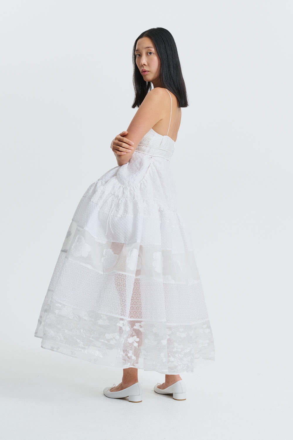 CILLE | DRESS PATCHWORK WHITE/IVORY