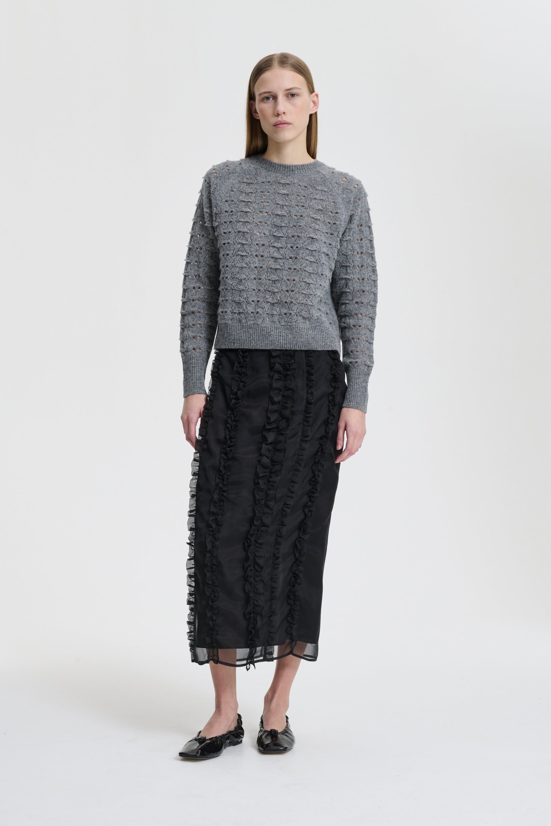 BIDANE | PULLOVER HERITAGE LACE KNIT LIGHT GREY