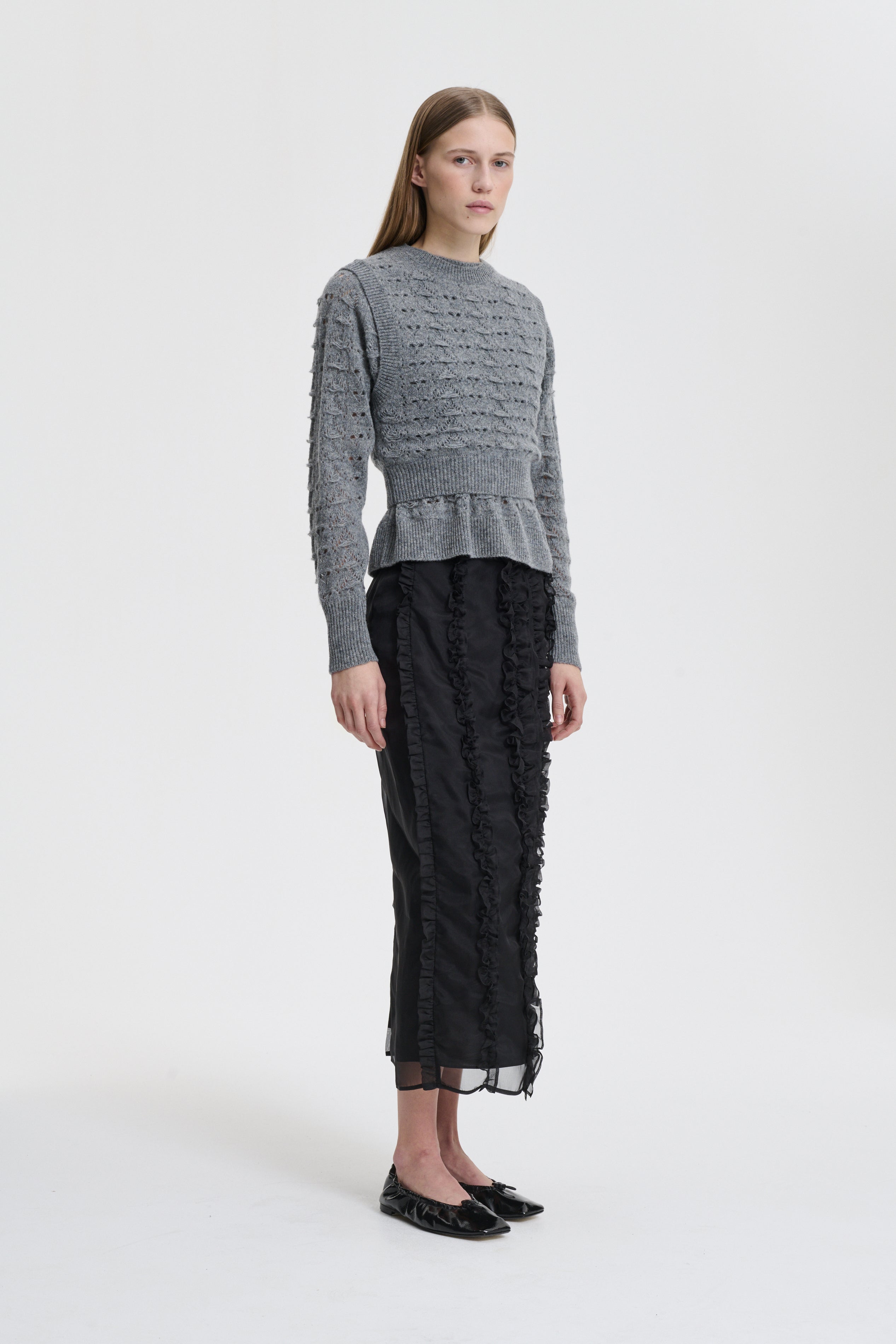 BIDANE | PULLOVER HERITAGE LACE KNIT LIGHT GREY
