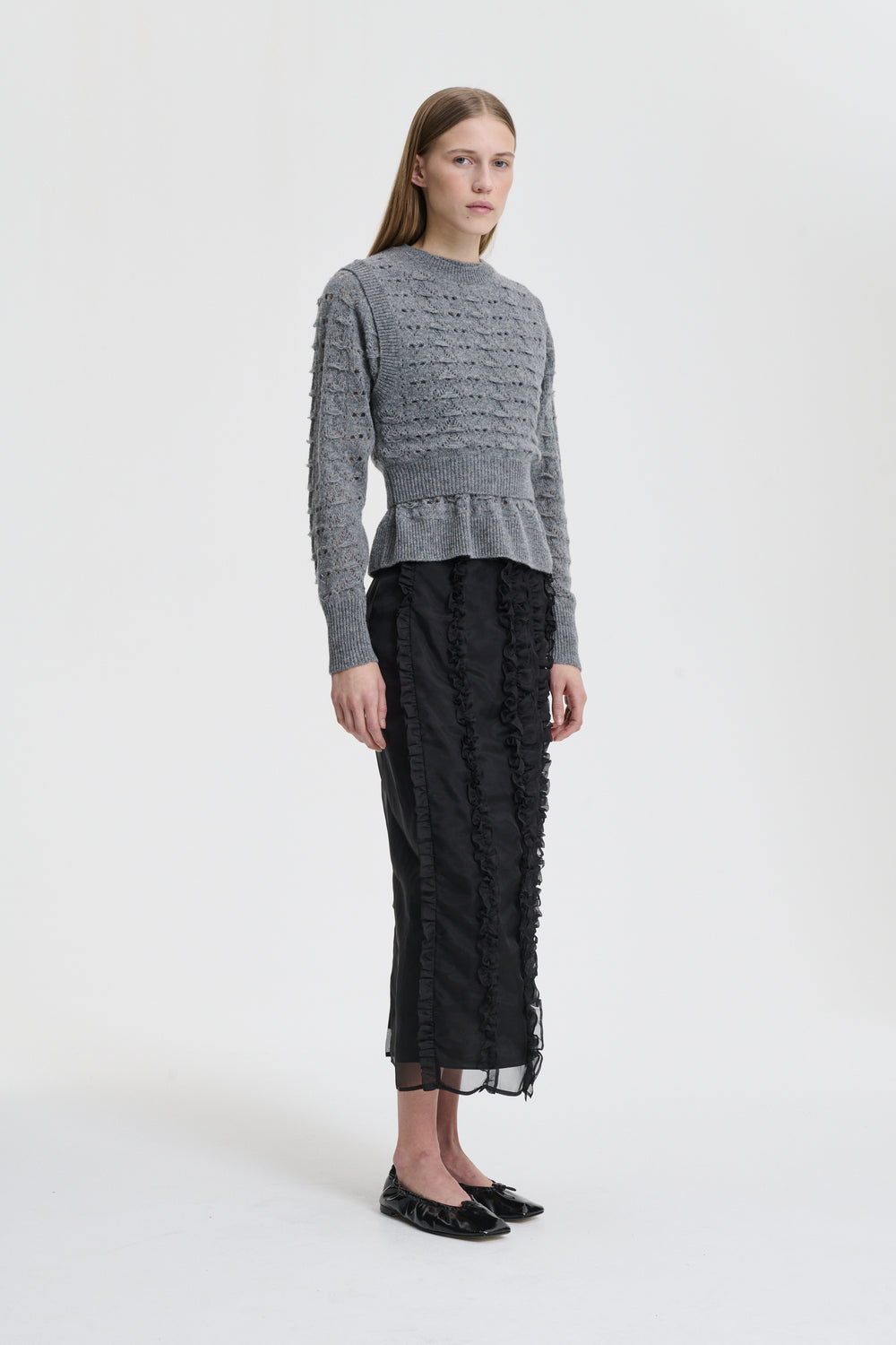 BIDANE | PULLOVER HERITAGE LACE KNIT LIGHT GREY