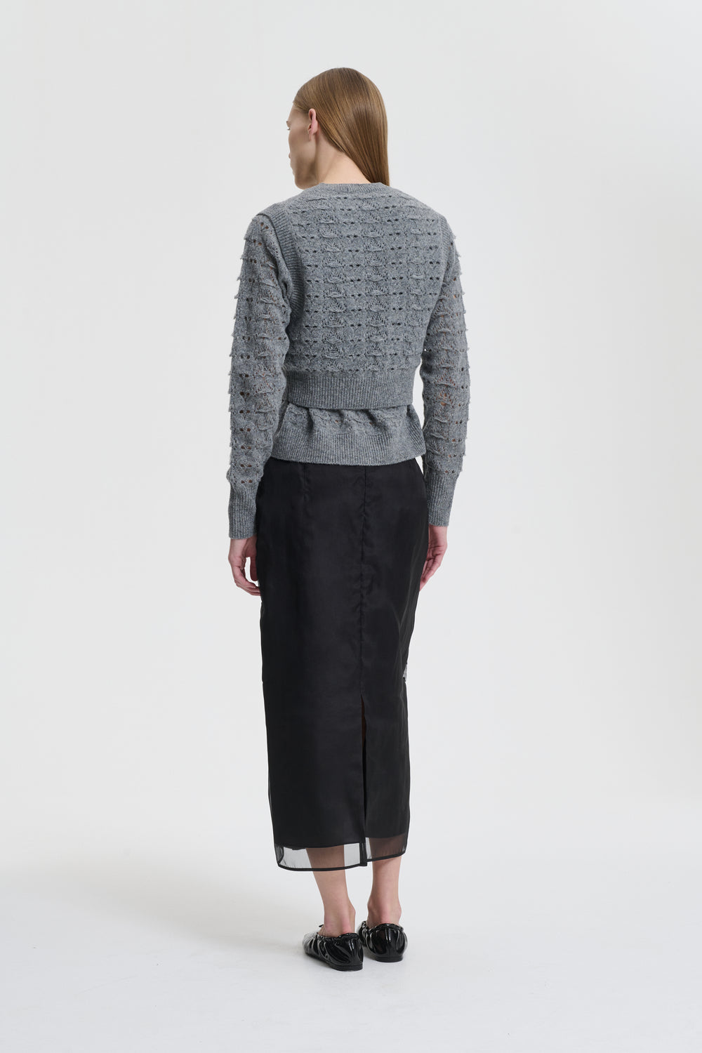 BIDANE | PULLOVER HERITAGE LACE KNIT LIGHT GREY