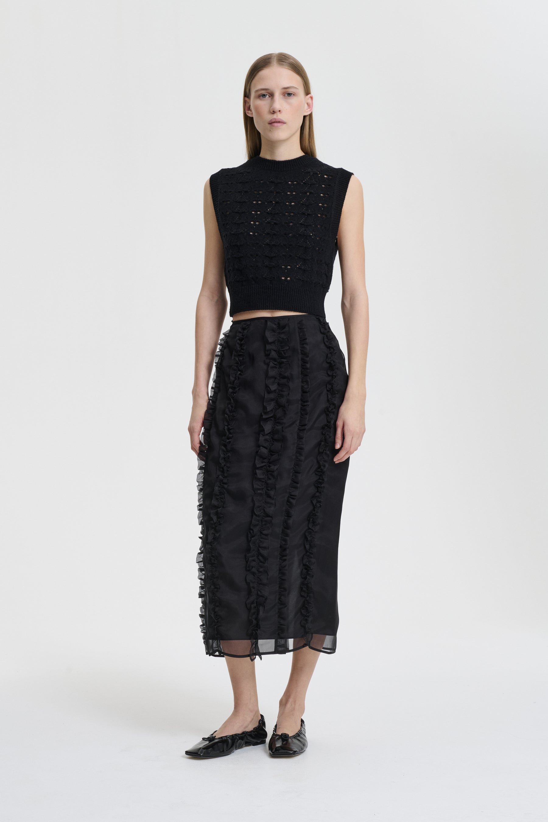 BRISA | VEST HERITAGE LACE KNIT BLACK