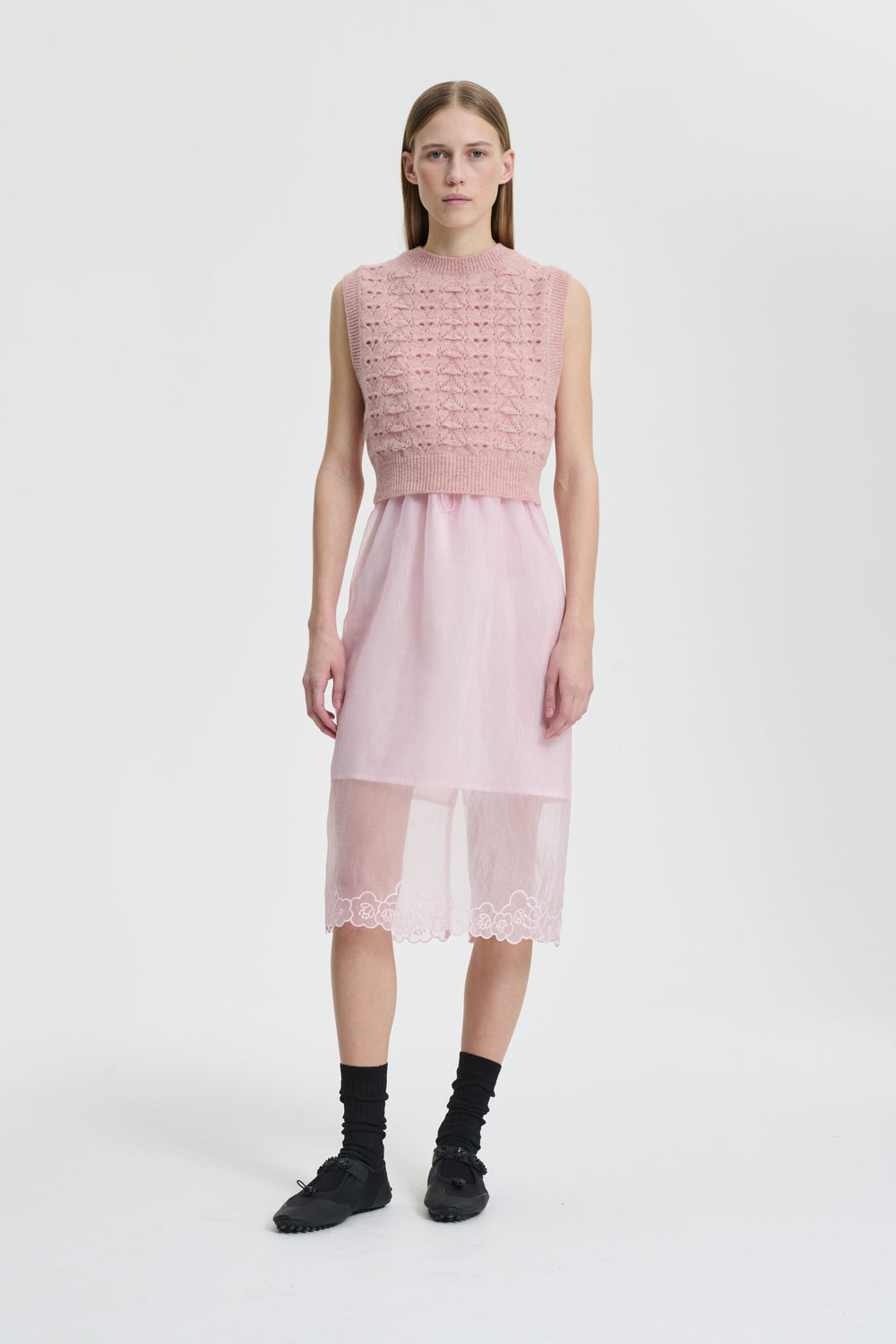 BRISA | VEST HERITAGE LACE KNIT SOFT PINK