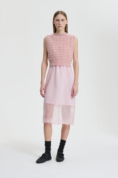 BRISA | VEST HERITAGE LACE KNIT SOFT PINK – Cecilie Bahnsen