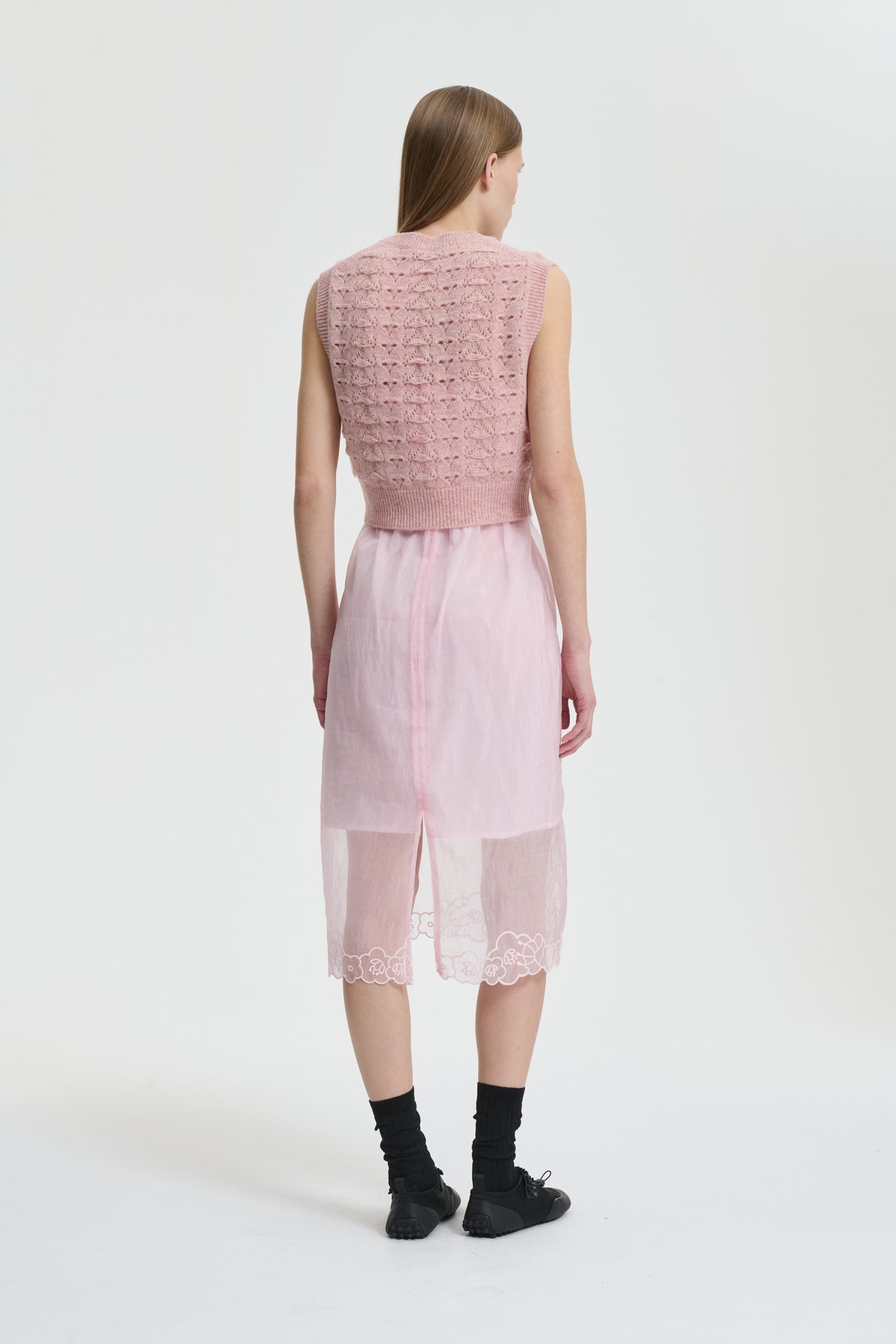 BRISA | VEST HERITAGE LACE KNIT SOFT PINK – Cecilie Bahnsen