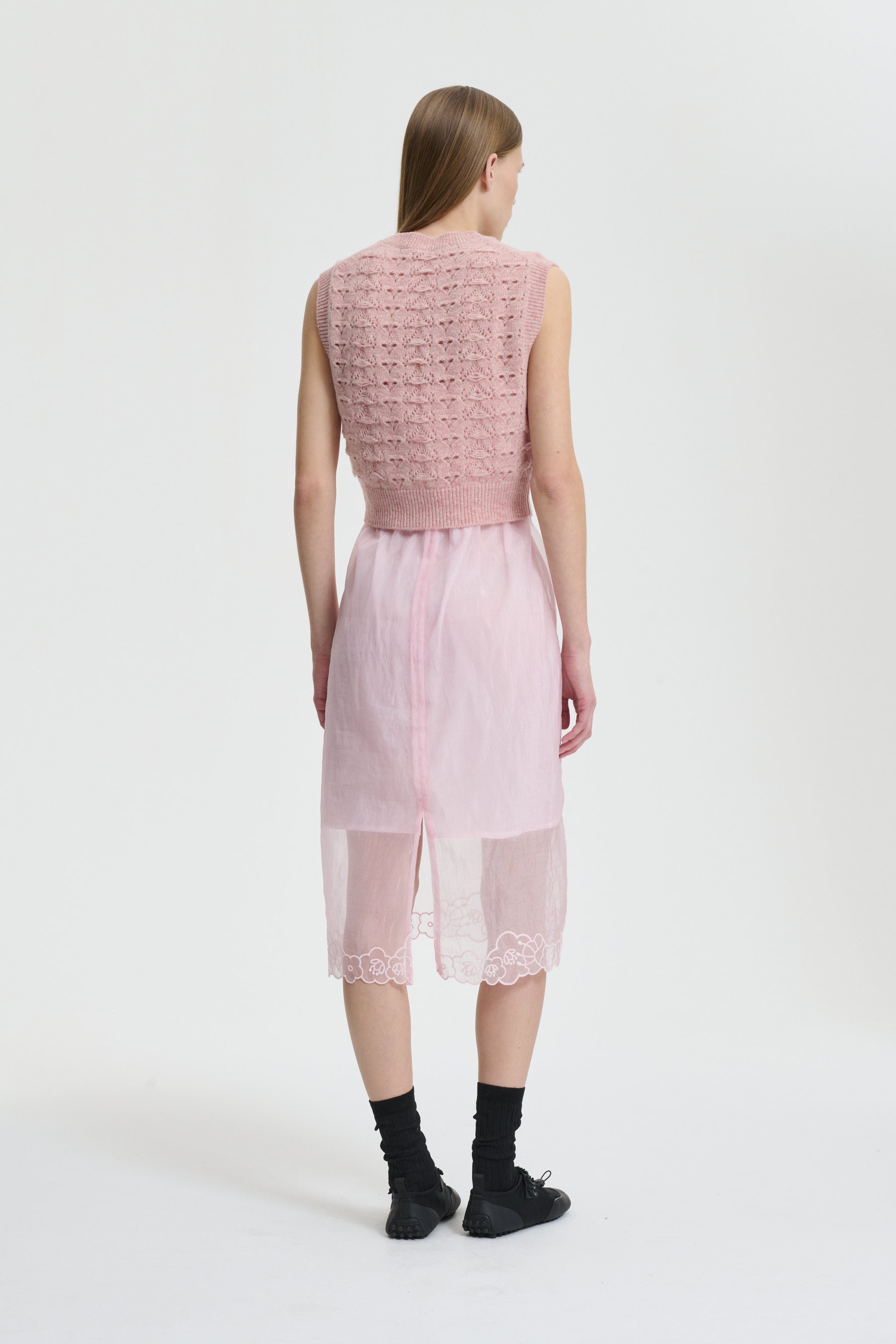 BRISA | VEST HERITAGE LACE KNIT SOFT PINK