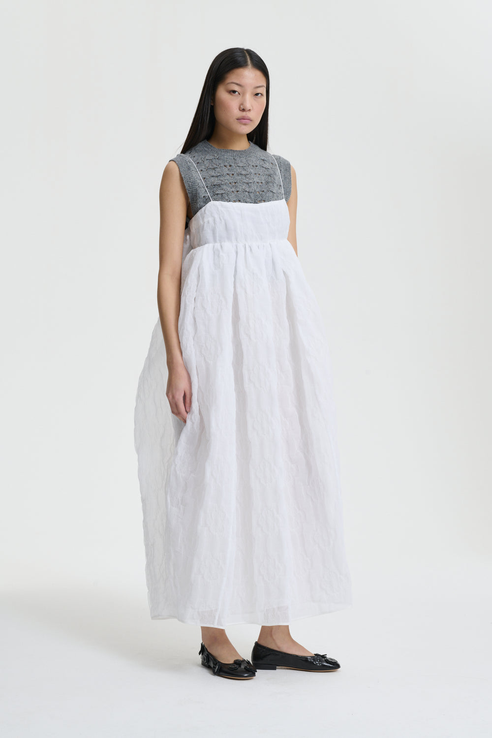 VILMA | DRESS AVENS MATELASSÉ WHITE