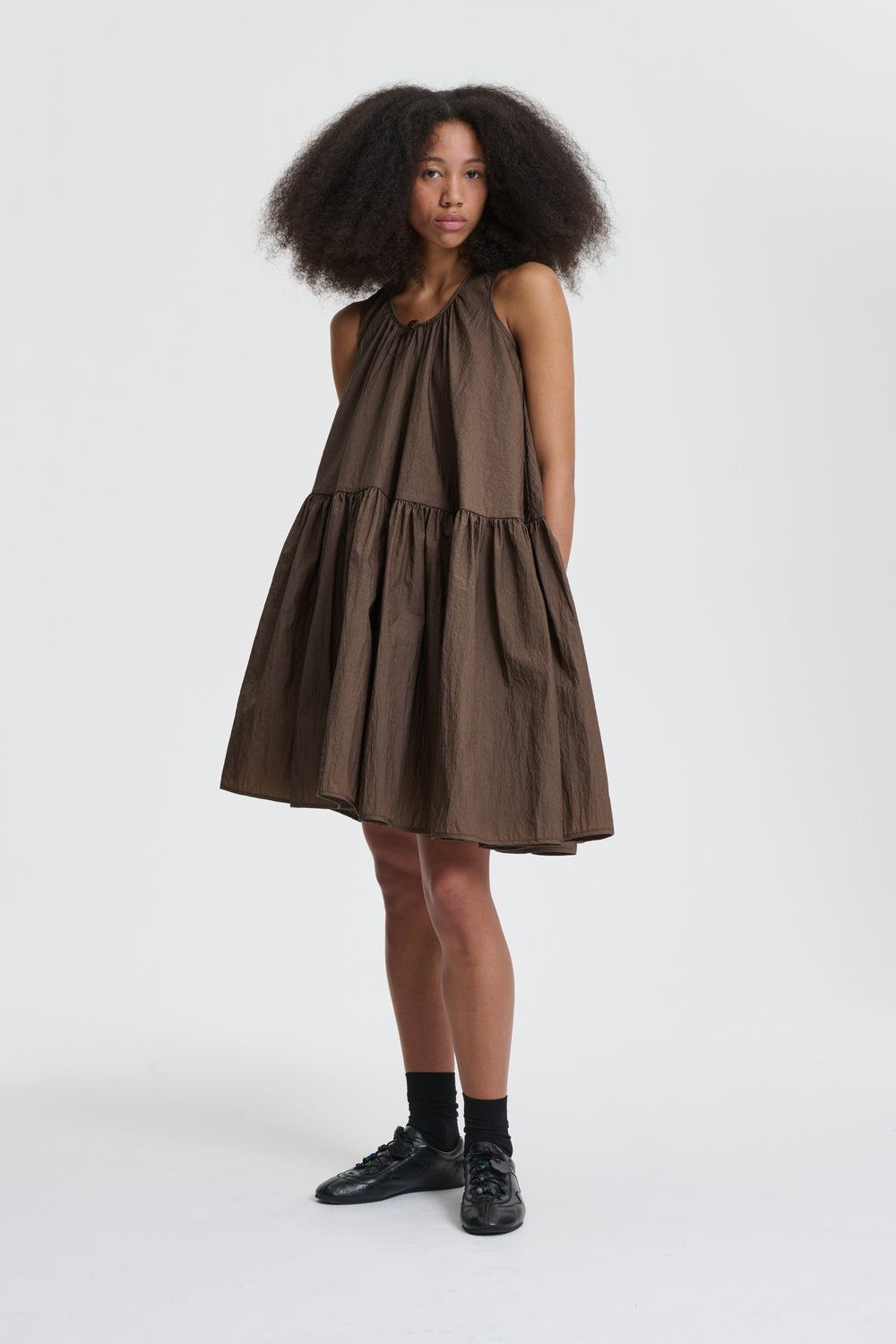 AZELIA | DRESS RECYCLED TAFFETA SOIL BROWN