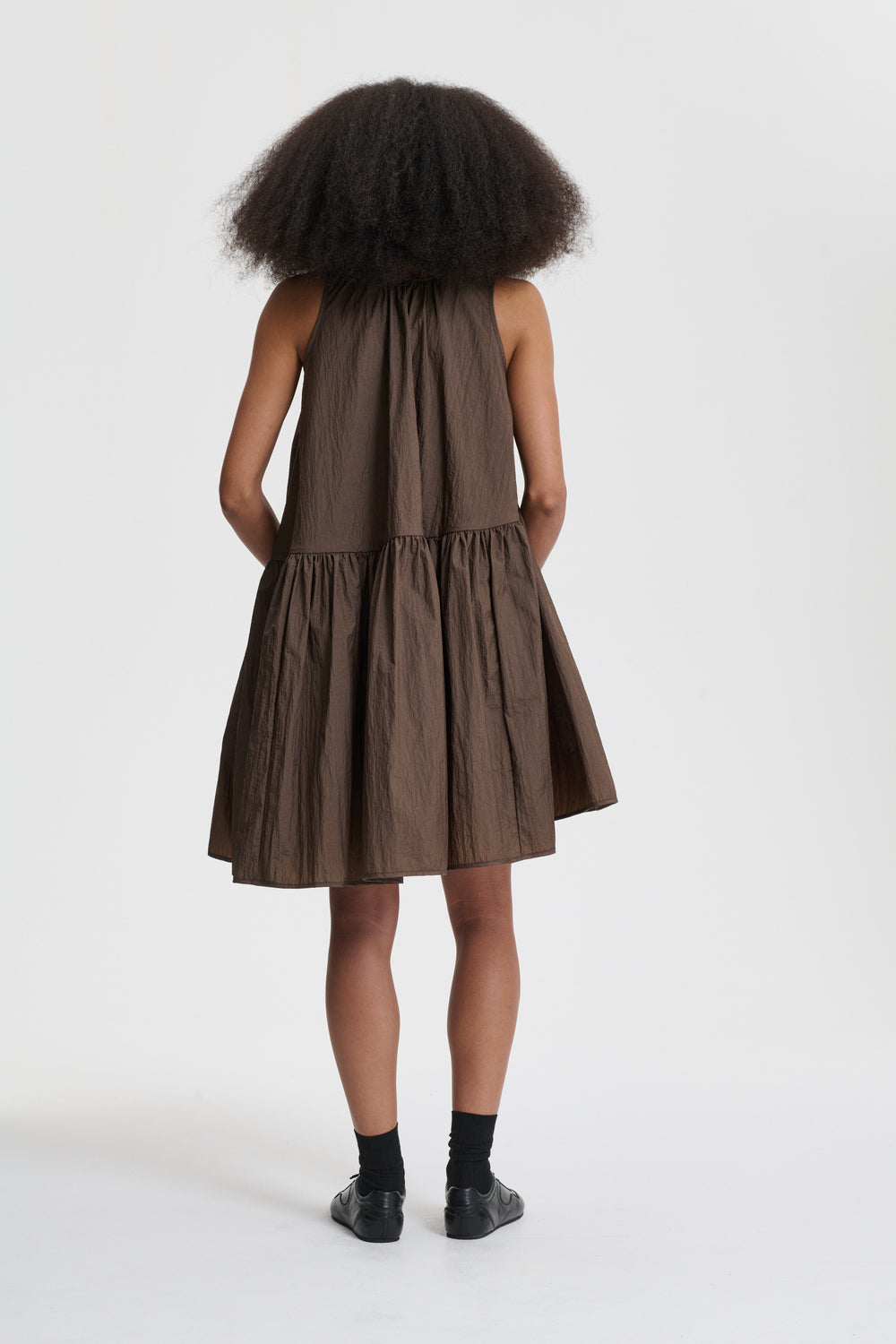 AZELIA | DRESS RECYCLED TAFFETA SOIL BROWN