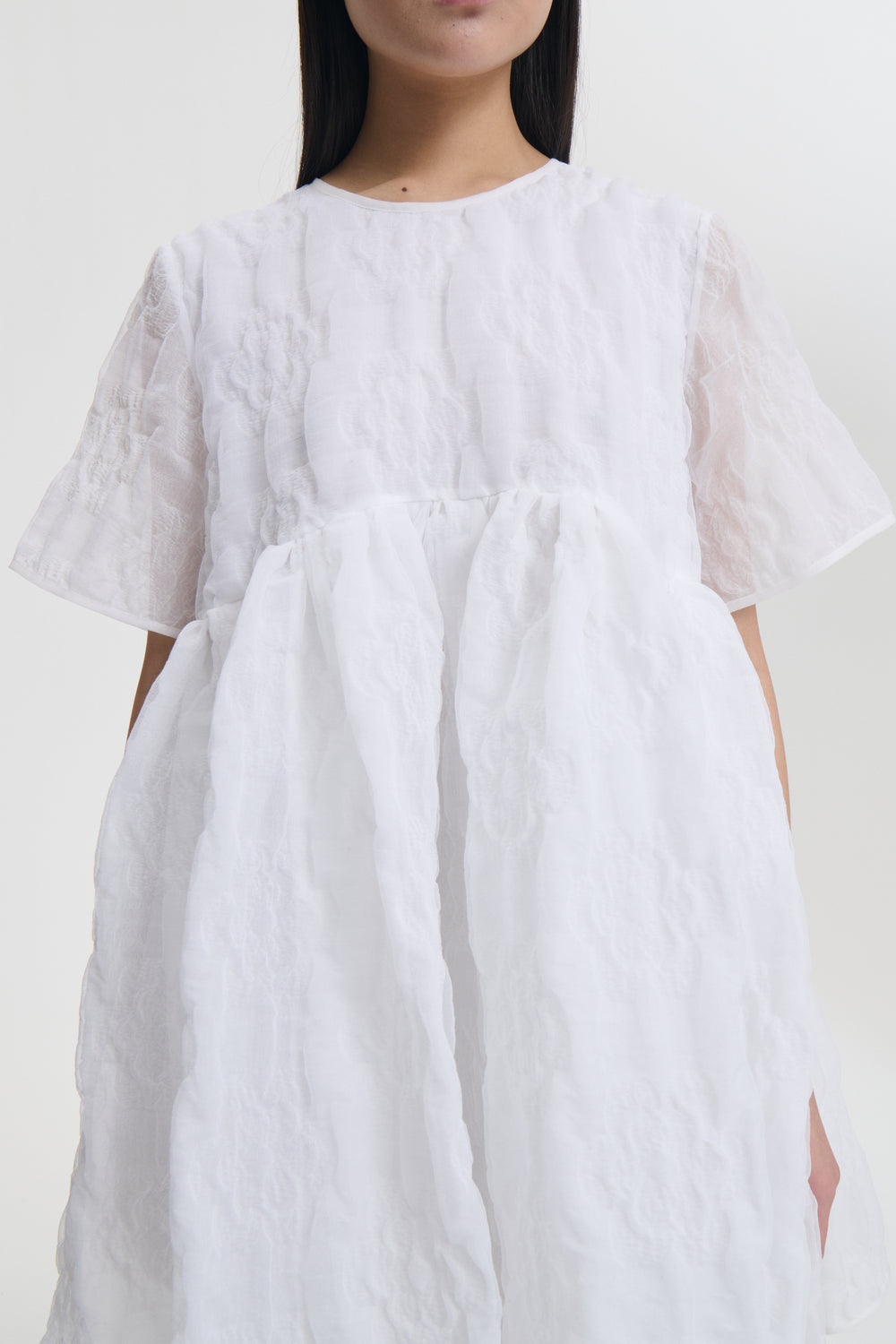 BRITNEY | DRESS AVENS MATELASSÉ WHITE