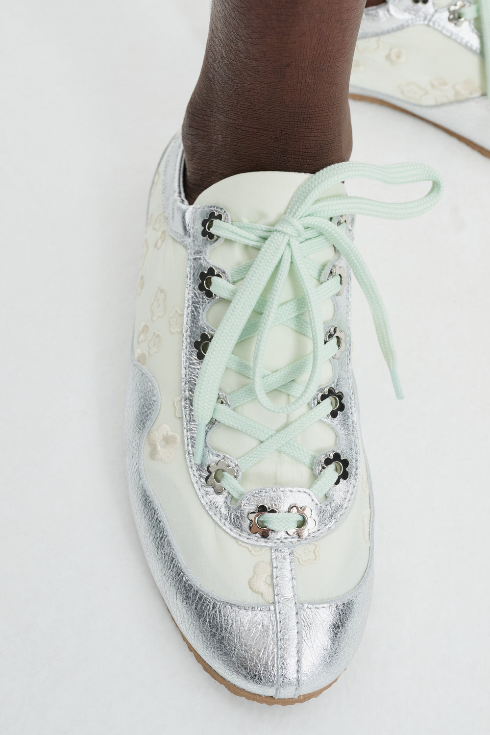 CBBLAISE | SOFT SNEAKERS LEATHER/NYLON SILVER/MINT