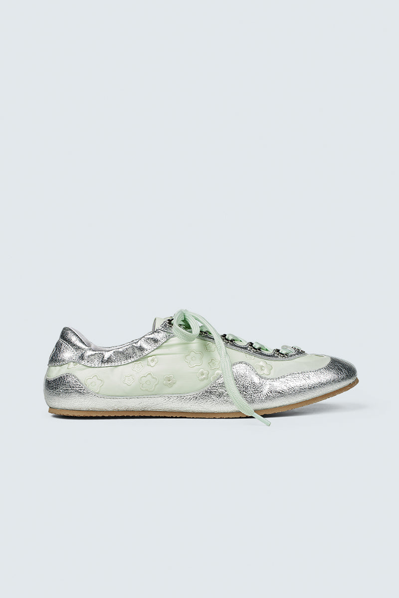 CBBLAISE | SOFT SNEAKERS LEATHER/NYLON SILVER/MINT